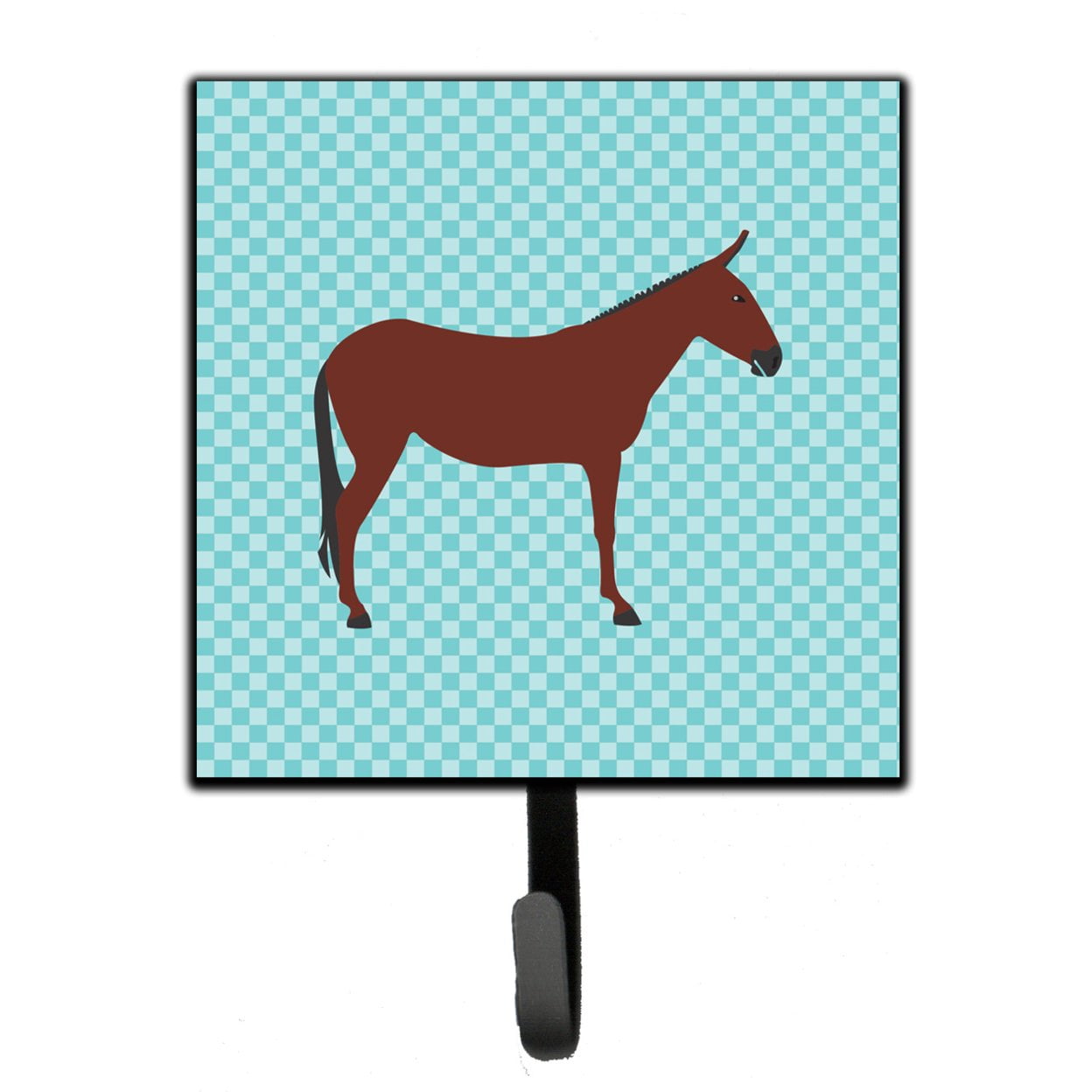 BB8024SH4 Hinny Horse Donkey Blue Check Leash or Key Holder
