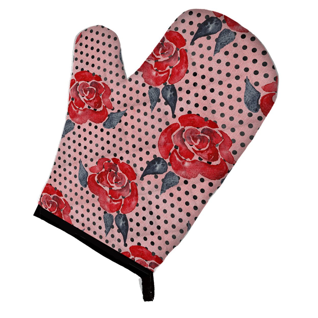 Watercolor Red Roses & Polkadots Oven Mitt