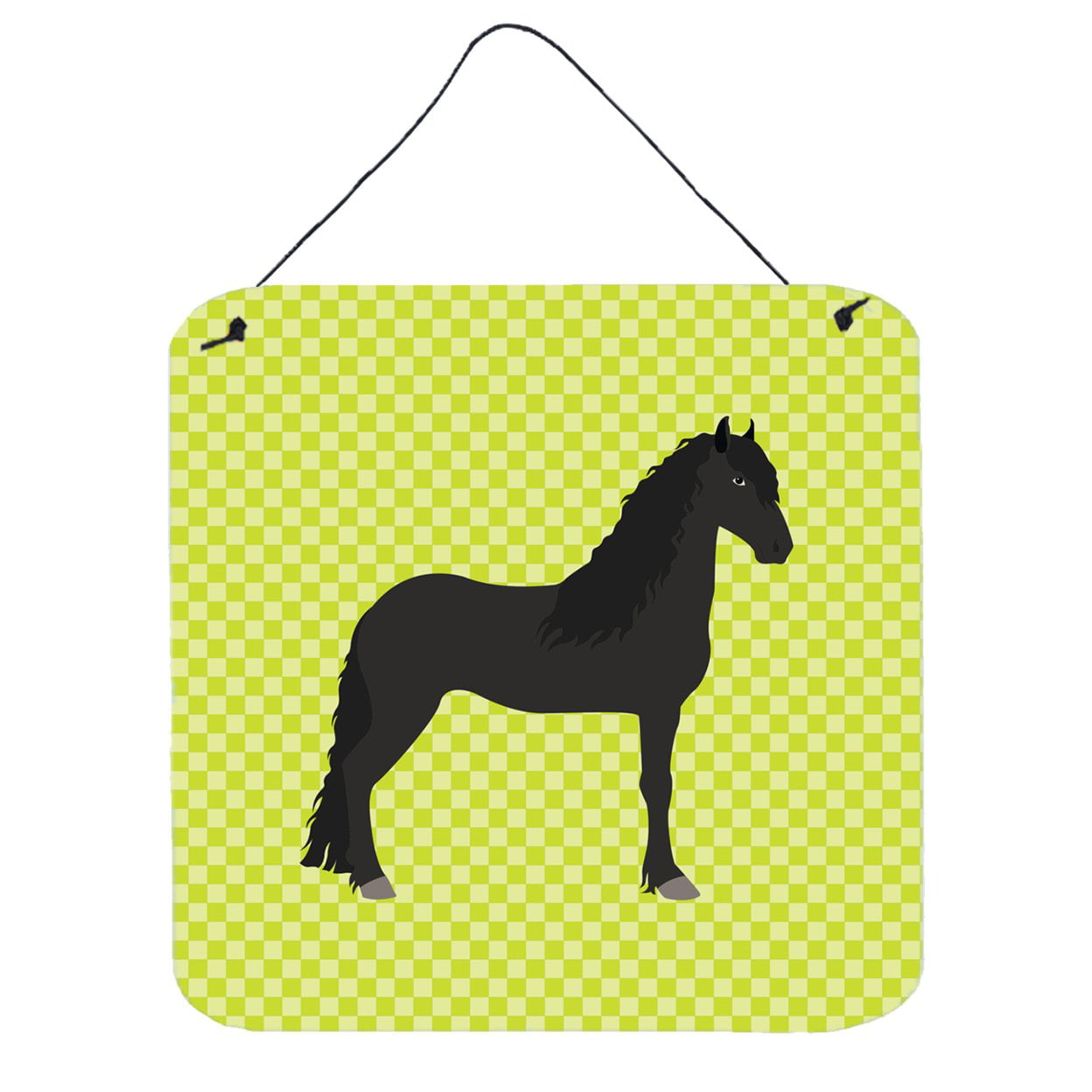 Picture of Carolines Treasures BB7741DS66 Friesian Horse Green Wall or Door Hanging Prints, 6 x 6 in.