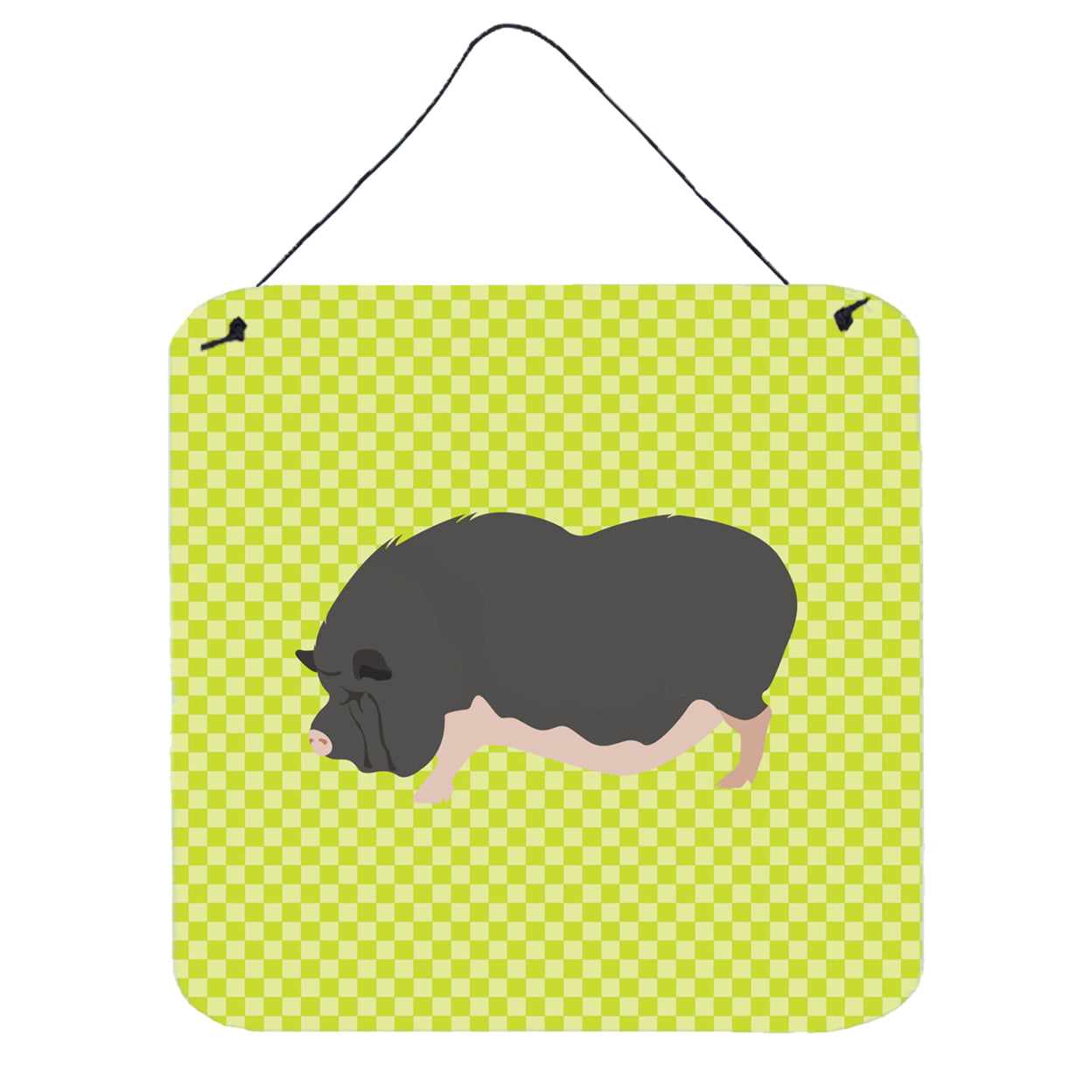Picture of Carolines Treasures BB7767DS66 Vietnamese Pot-Bellied Pig Green Wall or Door Hanging Prints, 6 x 6 in.