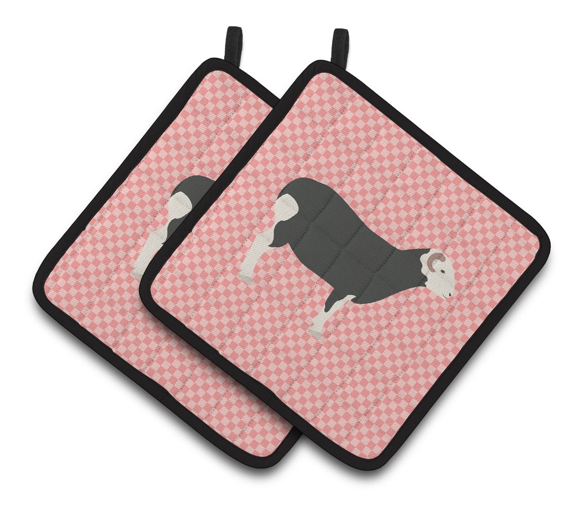 BB7970PTHD Herwick Sheep Pink Check Pair of Pot Holders