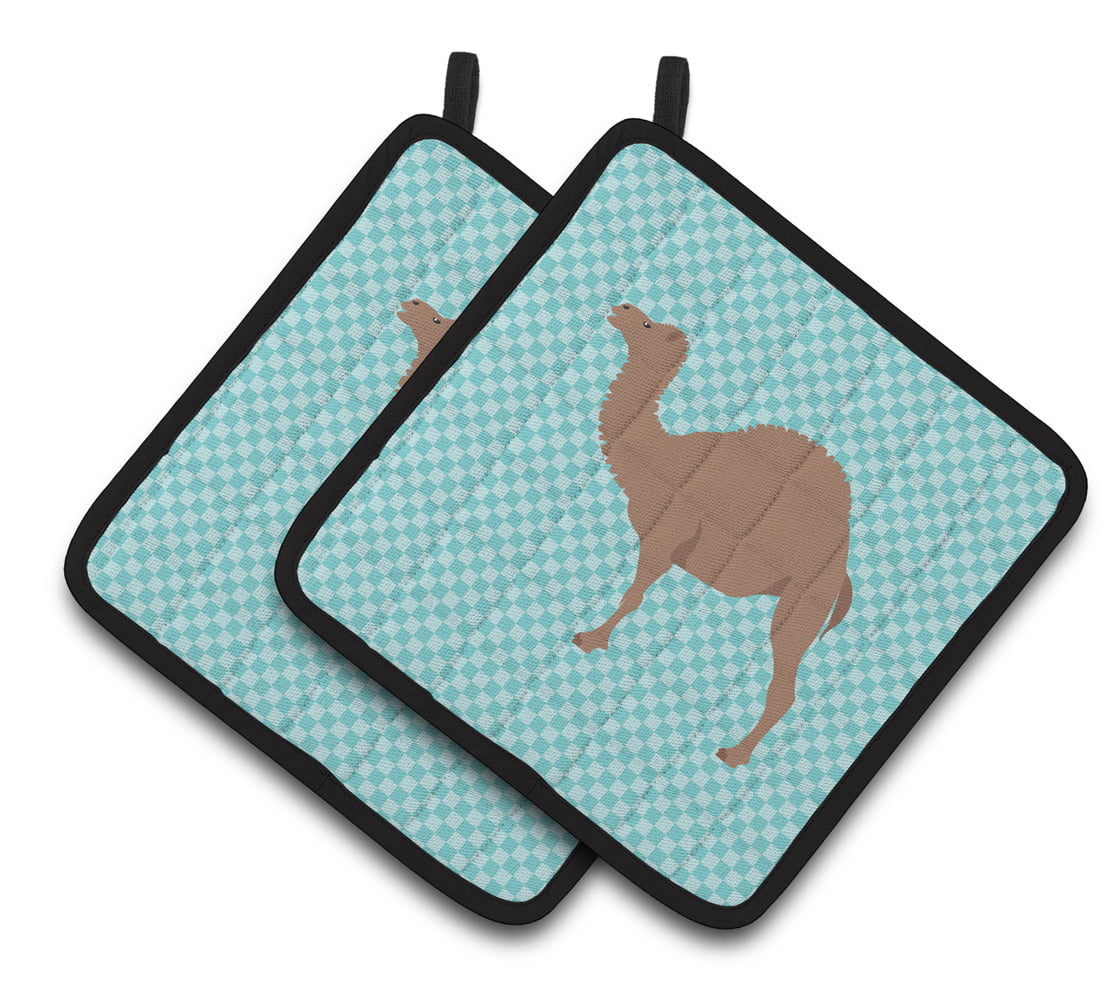 F1 Hybrid Camel Blue Check Pair of Pot Holders