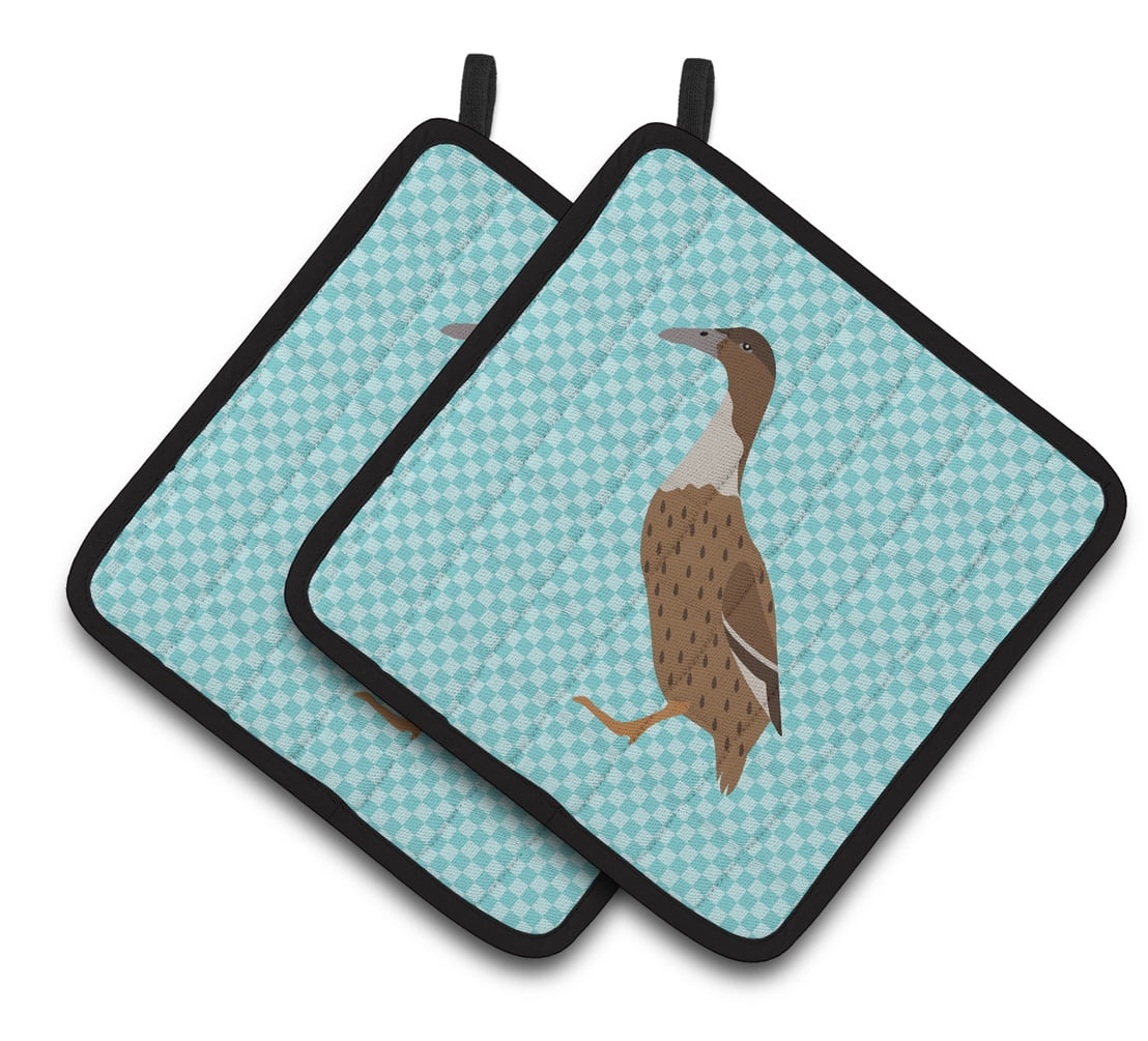 BB8035PTHD Dutch Hook Bill Duck Blue Check Pair of Pot Holders
