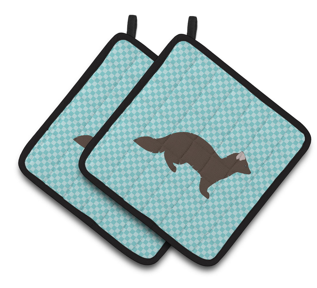 BB8043PTHD Sable Marten Blue Check Pair of Pot Holders