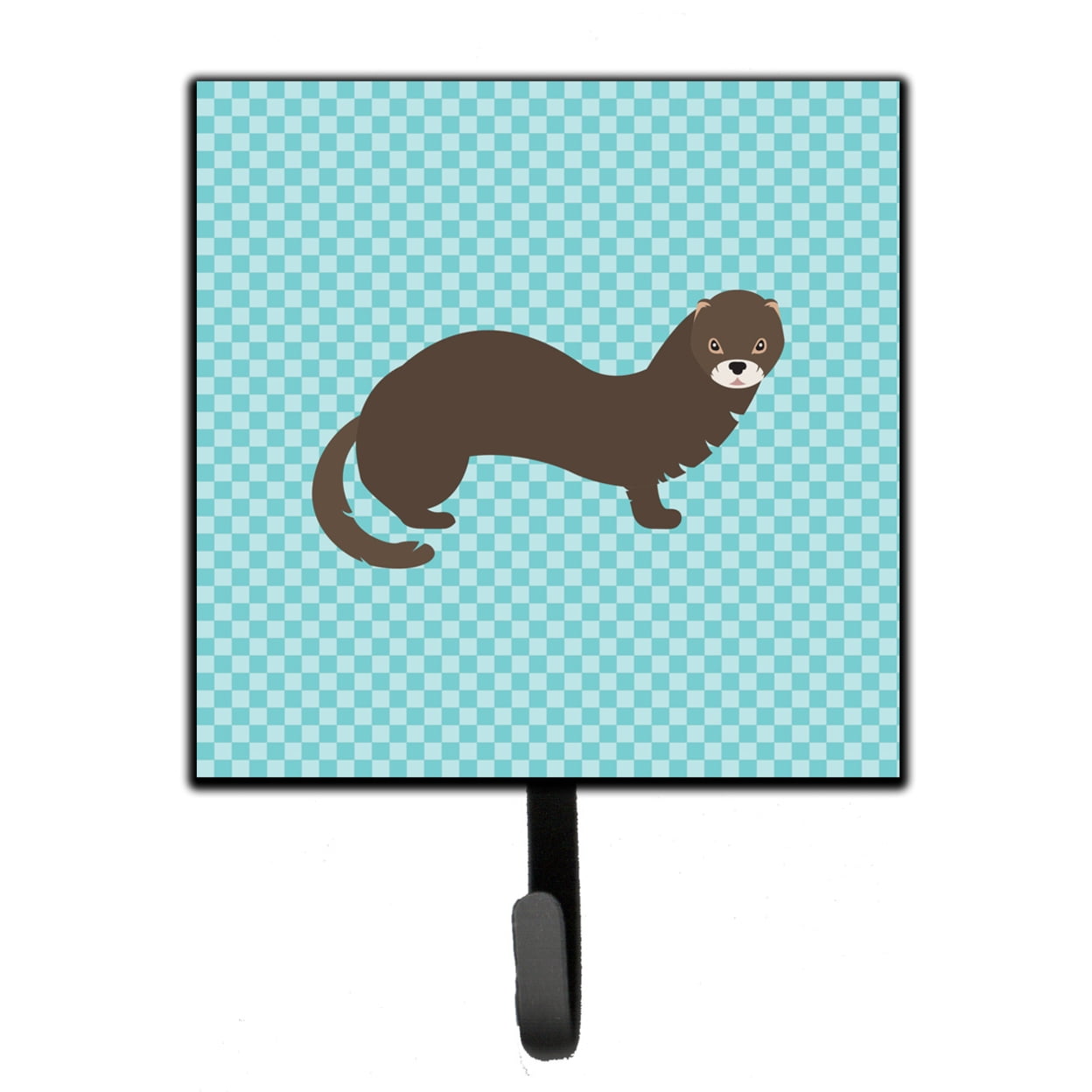 Russian or European Mink Blue Check Leash or Key Holder