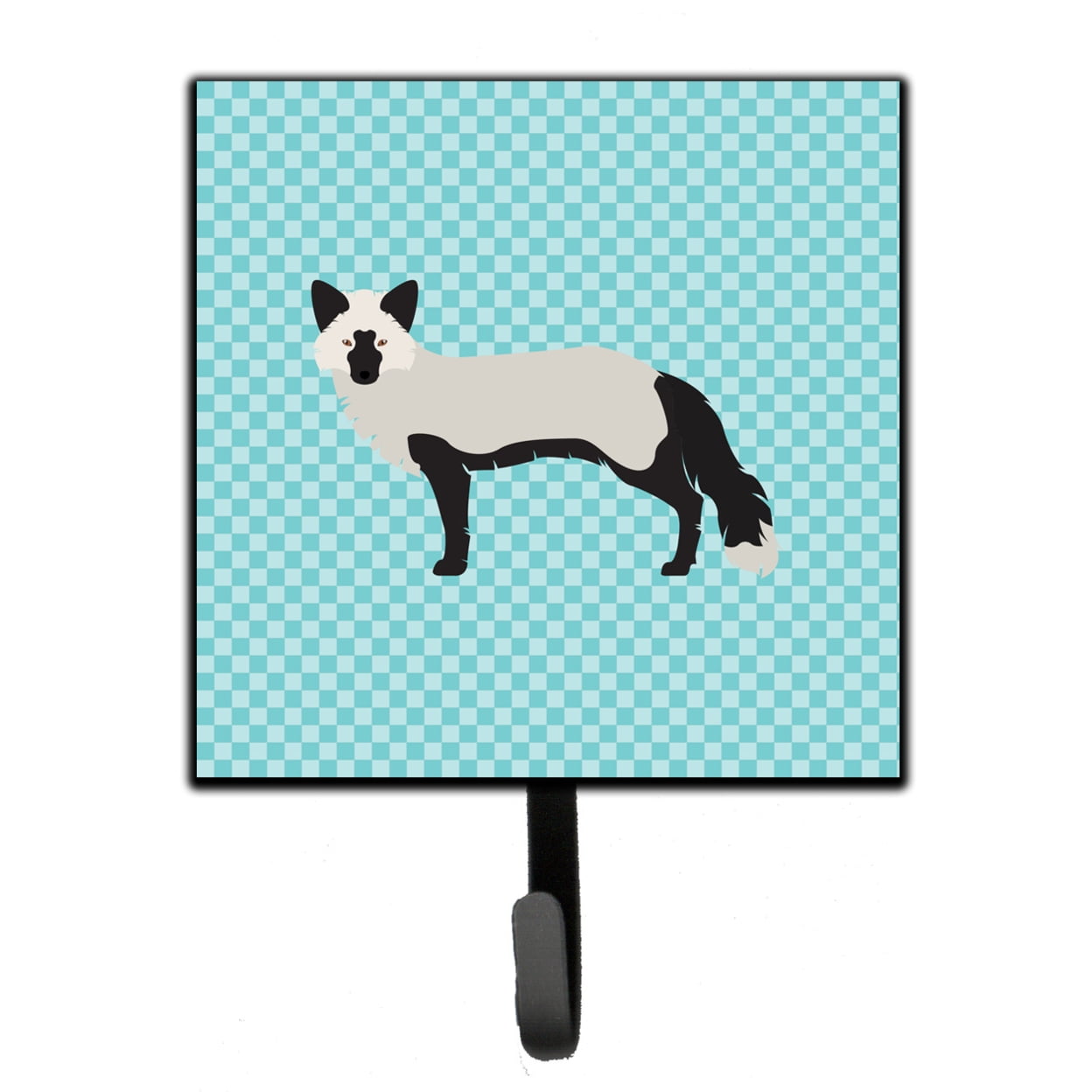 BB8045SH4 Silver Fox Blue Check Leash or Key Holder