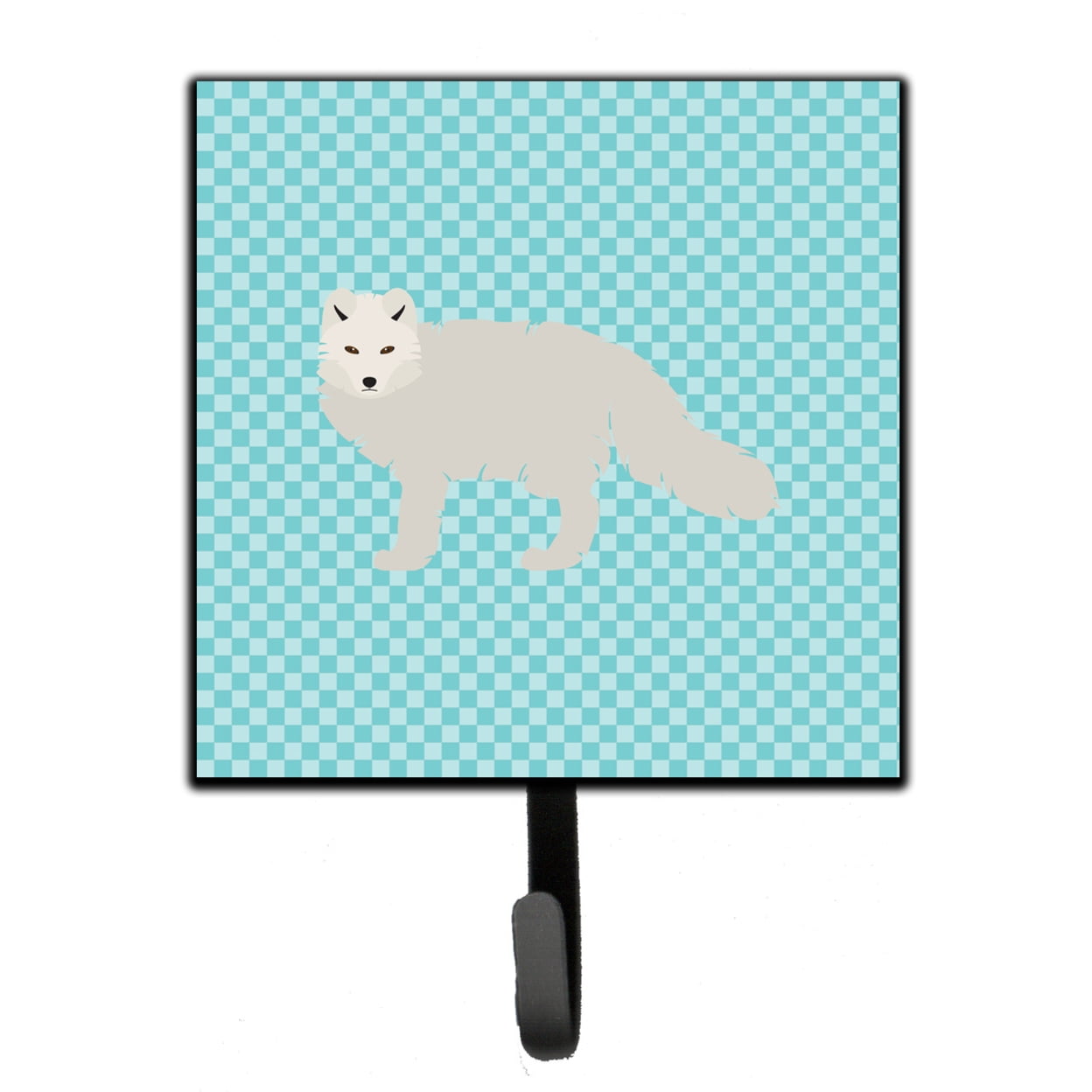BB8051SH4 White Arctic Fox Blue Check Leash or Key Holder