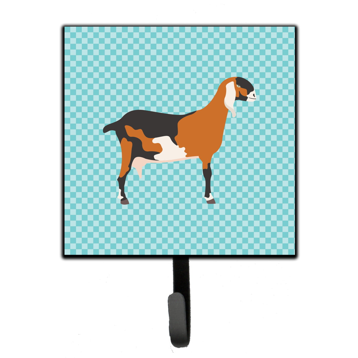 Anglo Nubian Goat Blue Check Leash or Key Holder