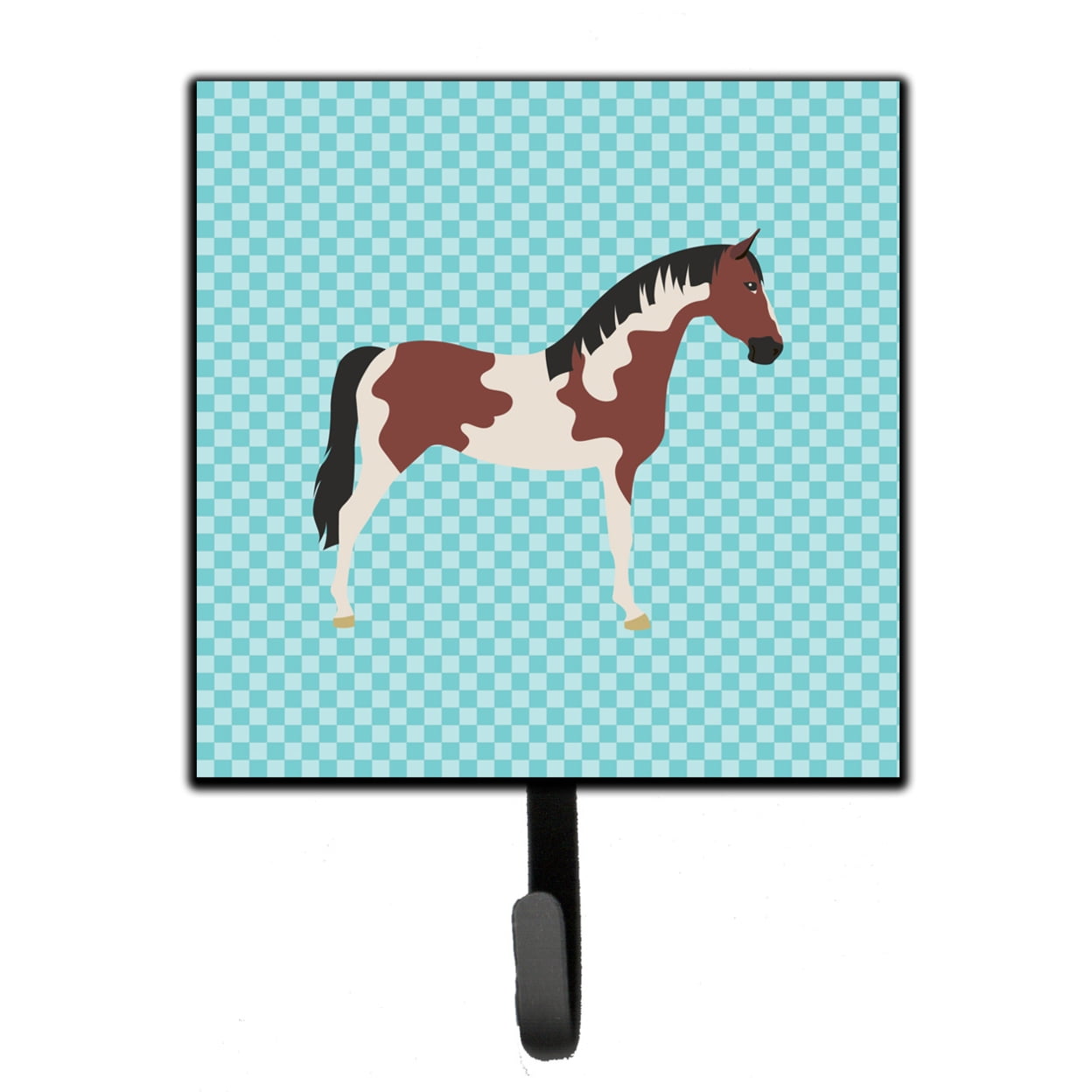 Pinto Horse Blue Check Leash or Key Holder