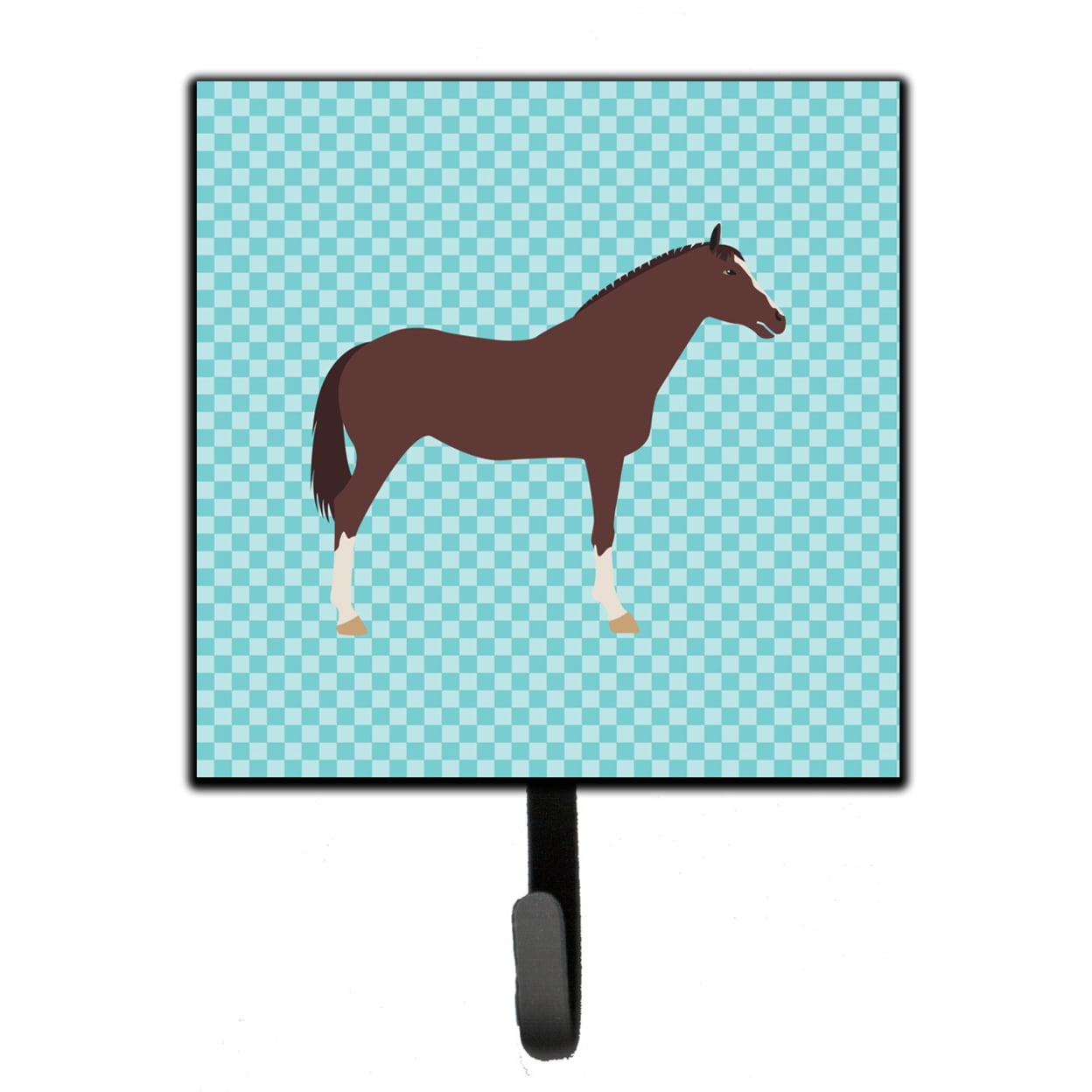 English Thoroughbred Horse Blue Check Leash or Key Holder