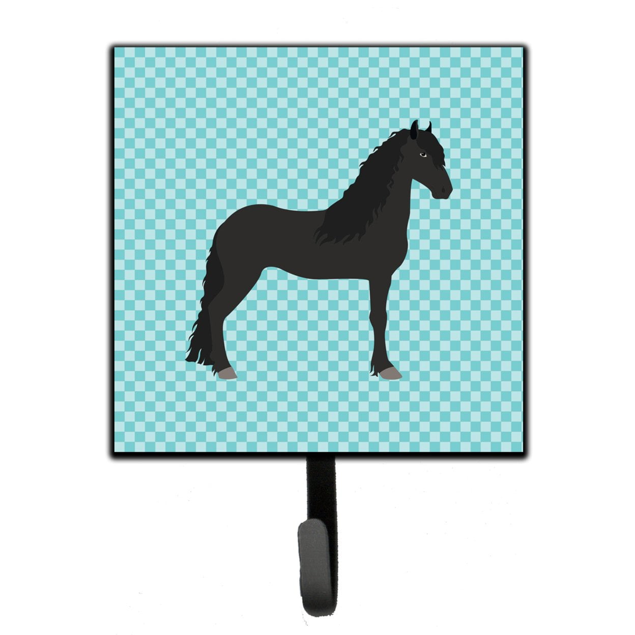 Friesian Horse Blue Check Leash or Key Holder