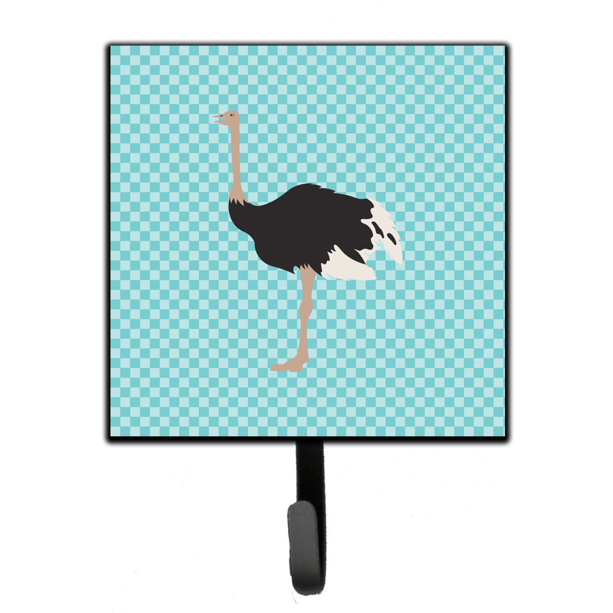 Common Ostrich Blue Check Leash or Key Holder