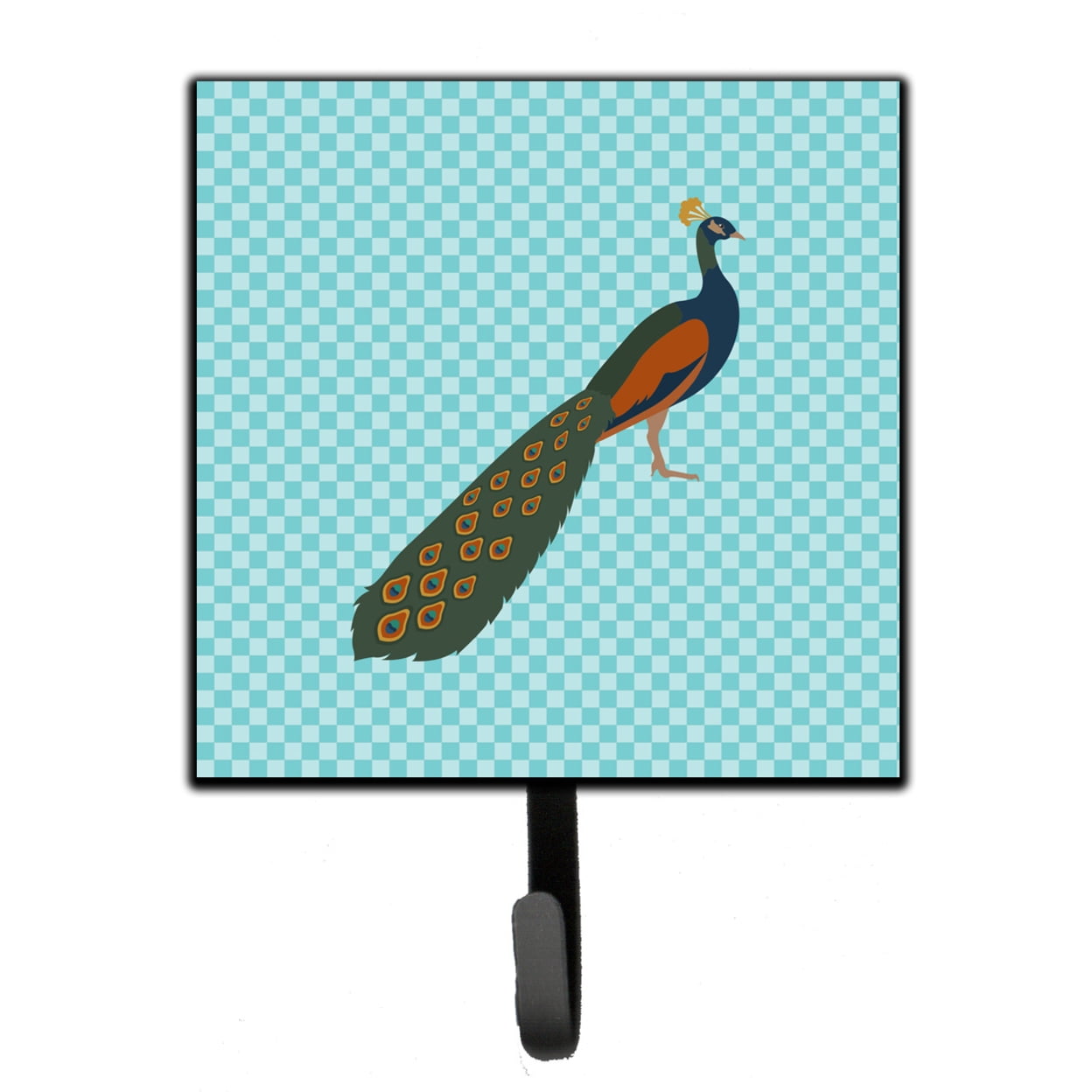 Indian Peacock Peafowl Blue Check Leash or Key Holder