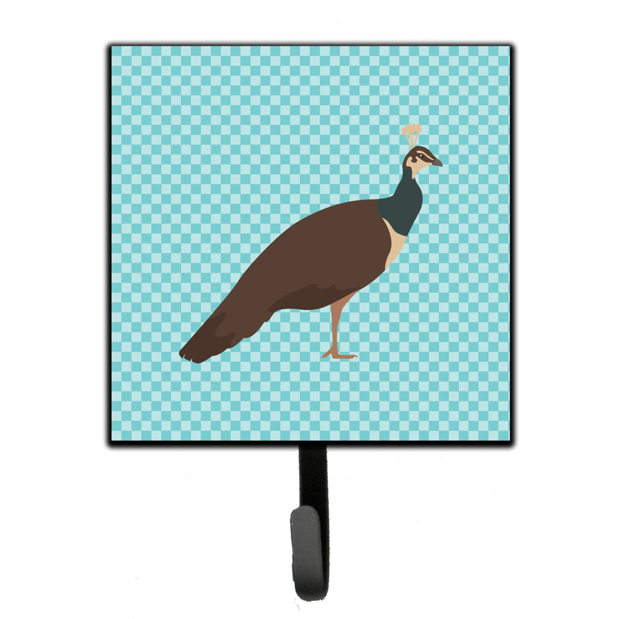 Indian Peahen Peafowl Blue Check Leash or Key Holder