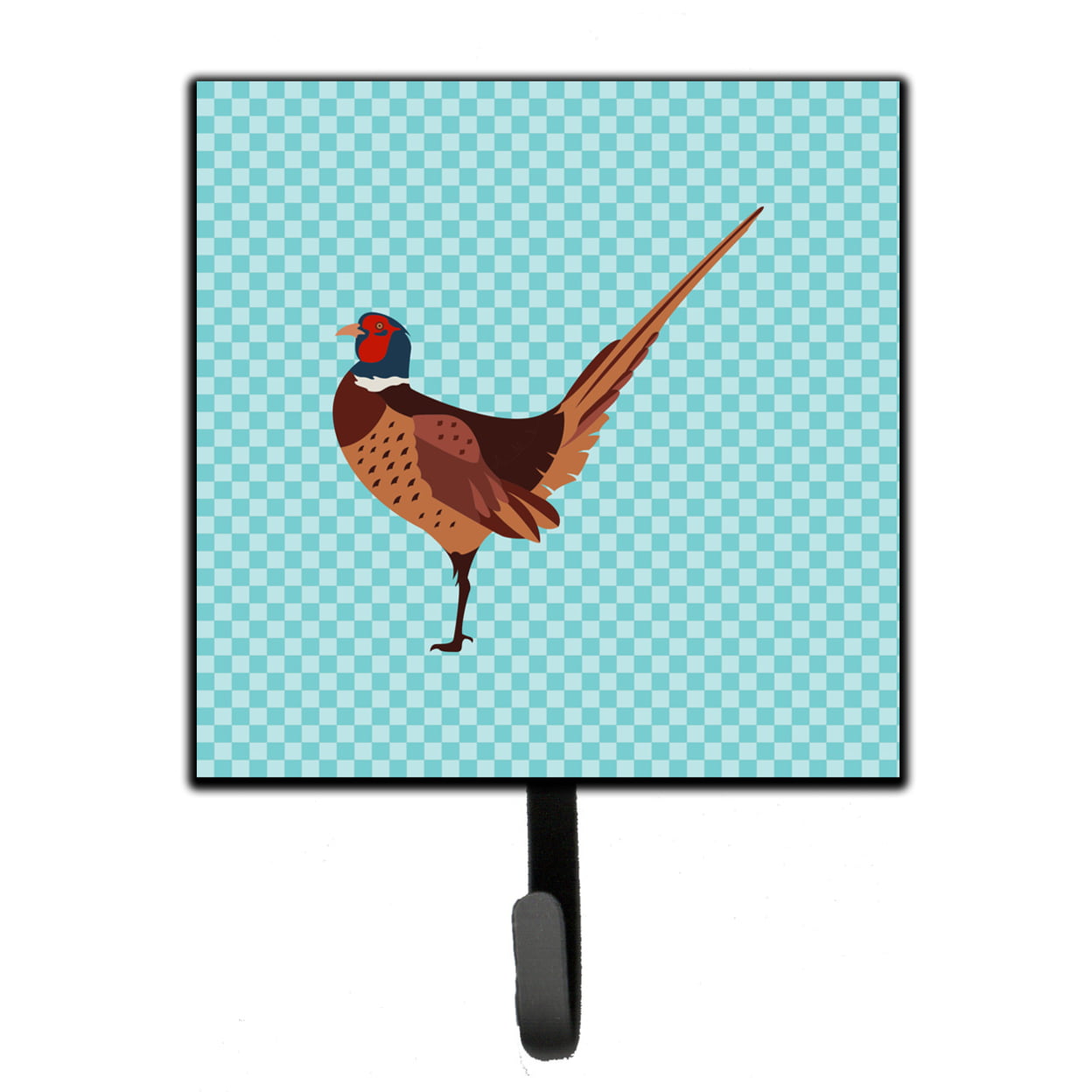 Ring-necked Common Pheasant Blue Check Leash or Key Holder