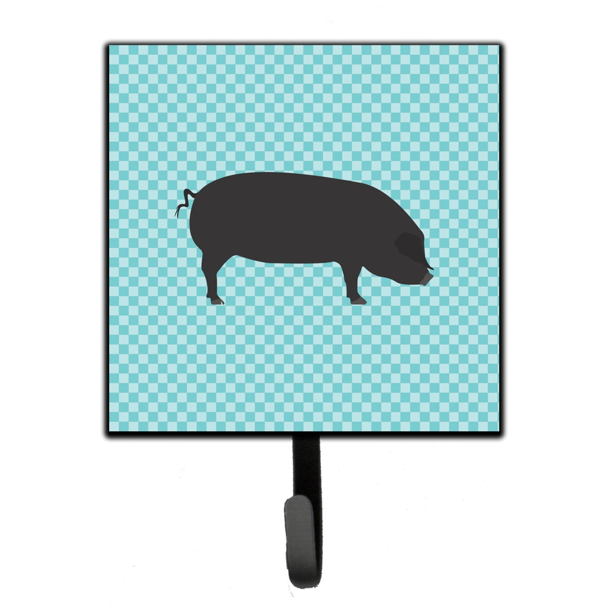 Picture of Carolines Treasures BB8105SH4 Devon Large Black Pig Blue Check Leash or Key Holder