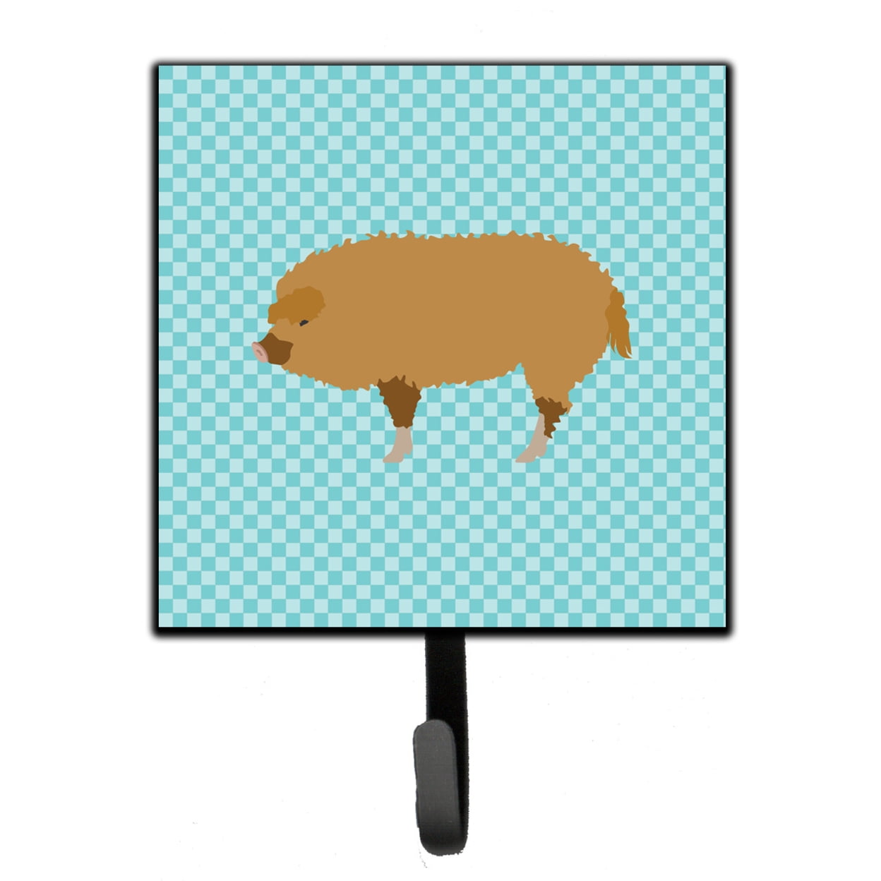 Hungarian Mangalica Pig Blue Check Leash or Key Holder
