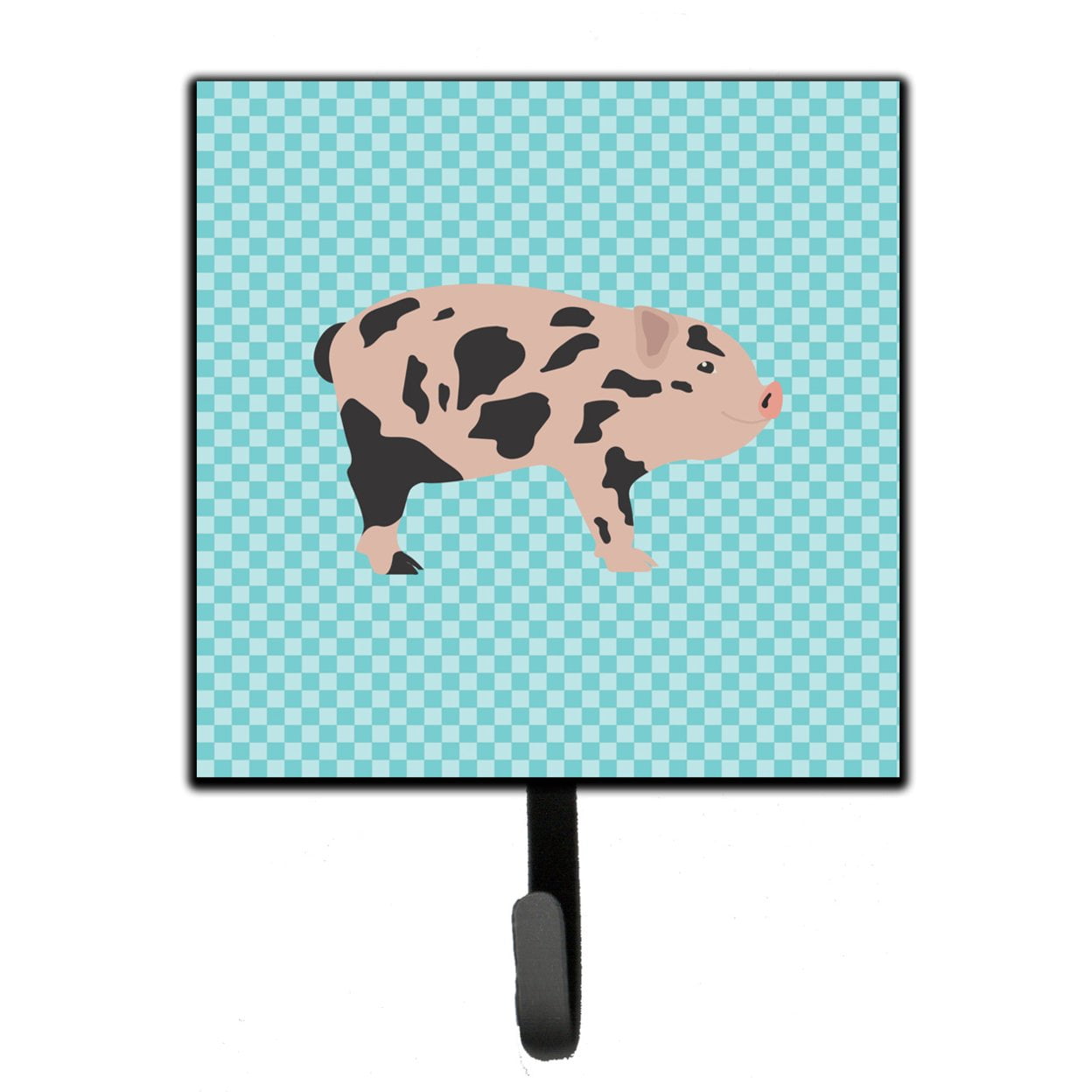 Mini Miniature Pig Blue Check Leash or Key Holder