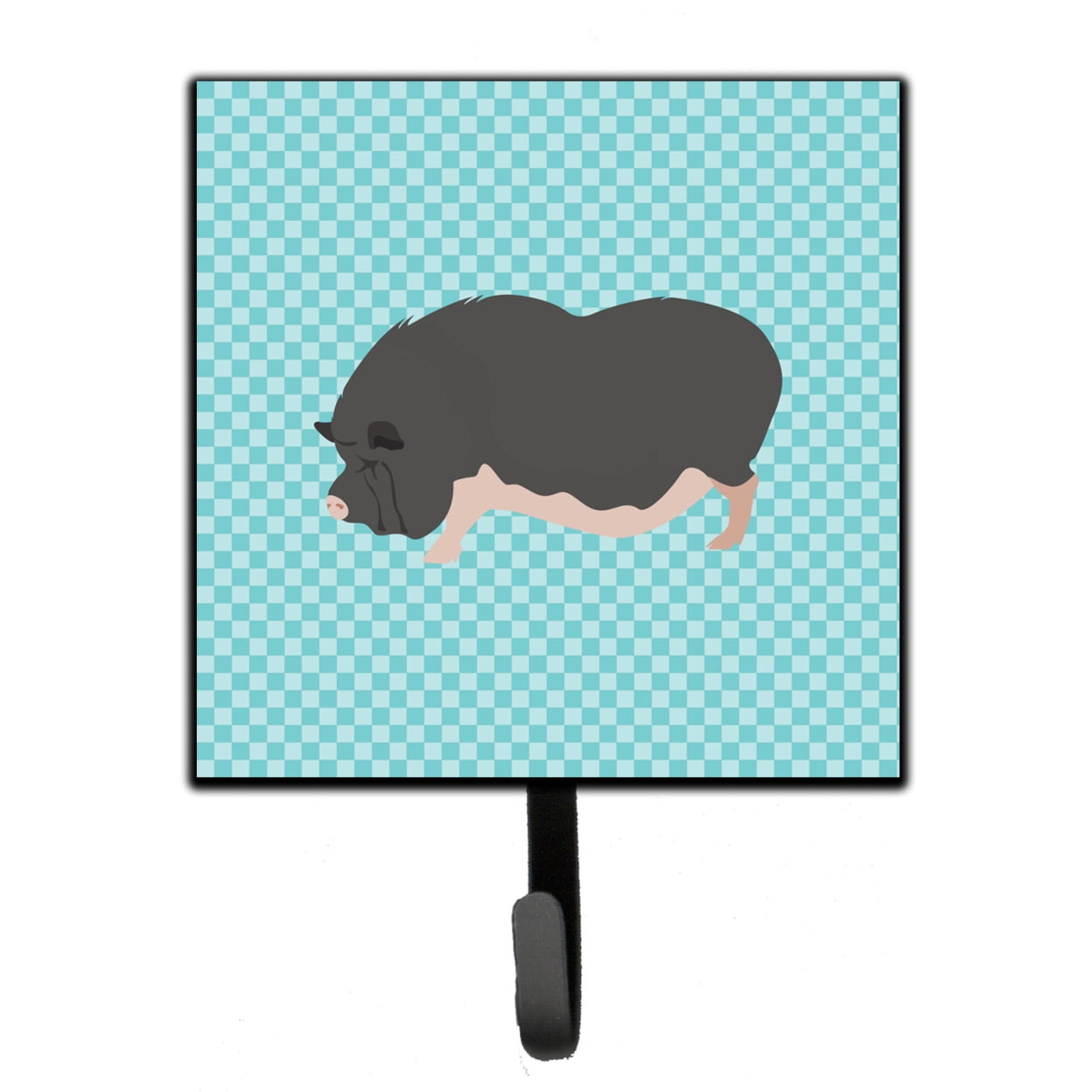 BB8115SH4 Vietnamese Pot-Bellied Pig Blue Check Leash or Key Holder