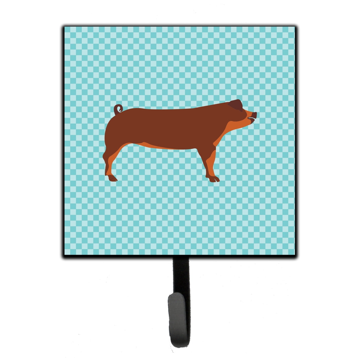 Duroc Pig Blue Check Leash or Key Holder