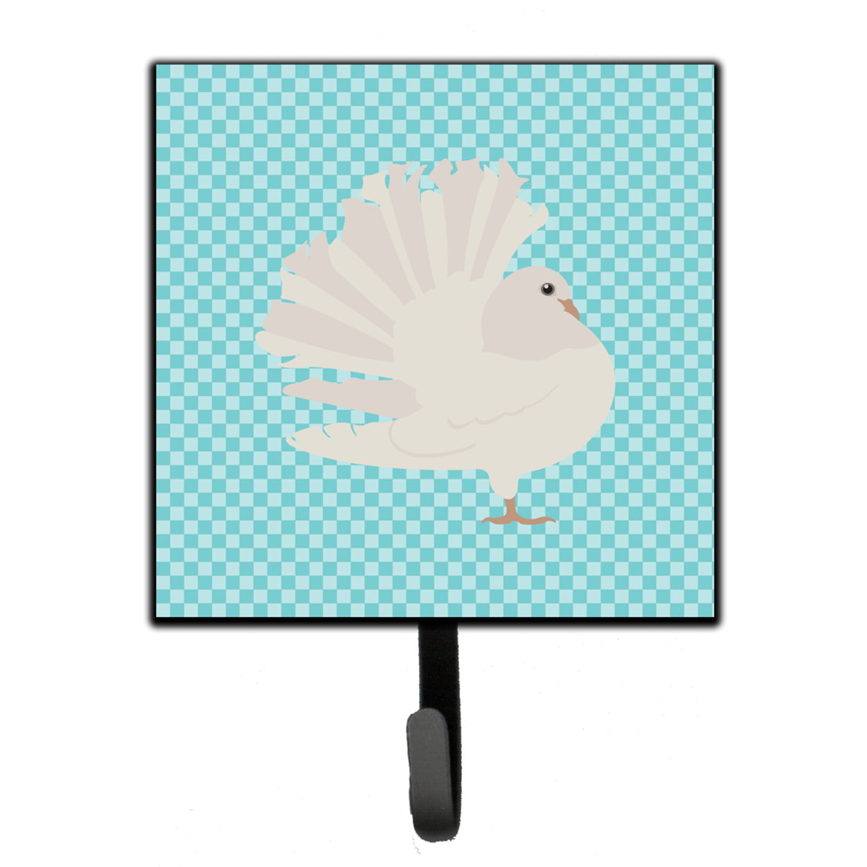 Silver Fantail Pigeon Blue Check Leash or Key Holder