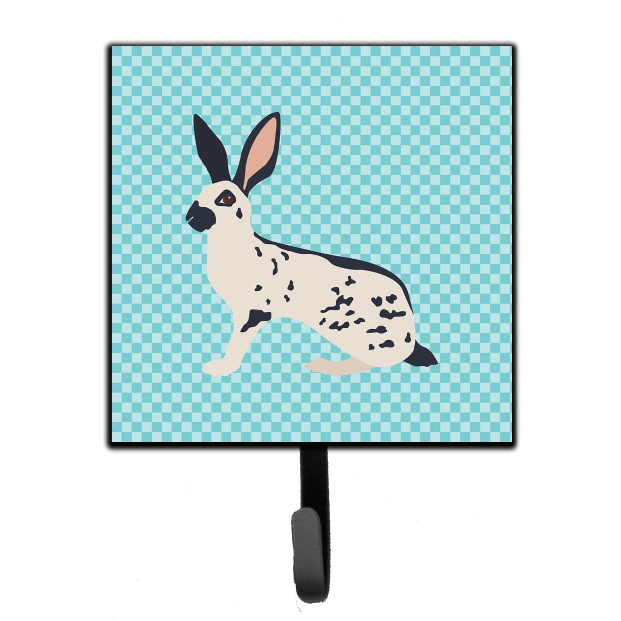 English Spot Rabbit Blue Check Leash or Key Holder