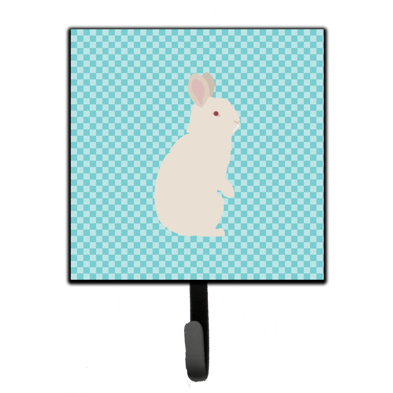 New Zealand White Rabbit Blue Check Leash or Key Holder