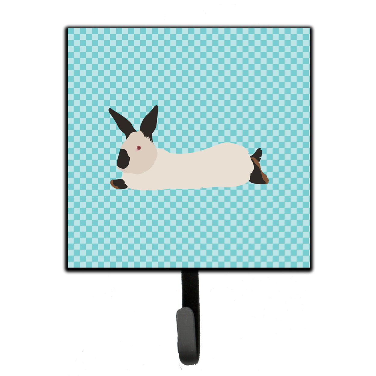 California White Rabbit Blue Check Leash or Key Holder