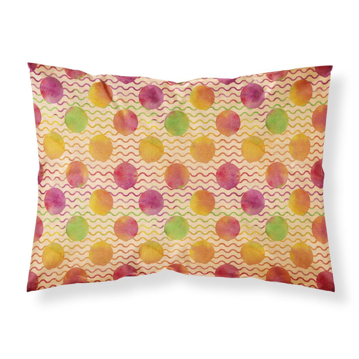 Watercolor Rainbow Dots & Sqiggles Fabric Standard Pillowcase