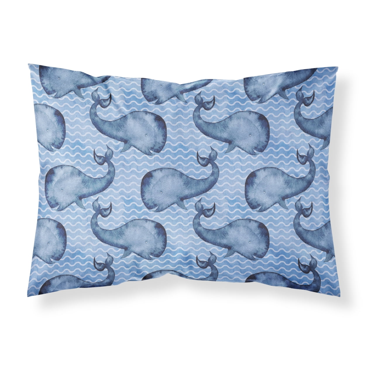 Beach Watercolor Whales Fabric Standard Pillowcase