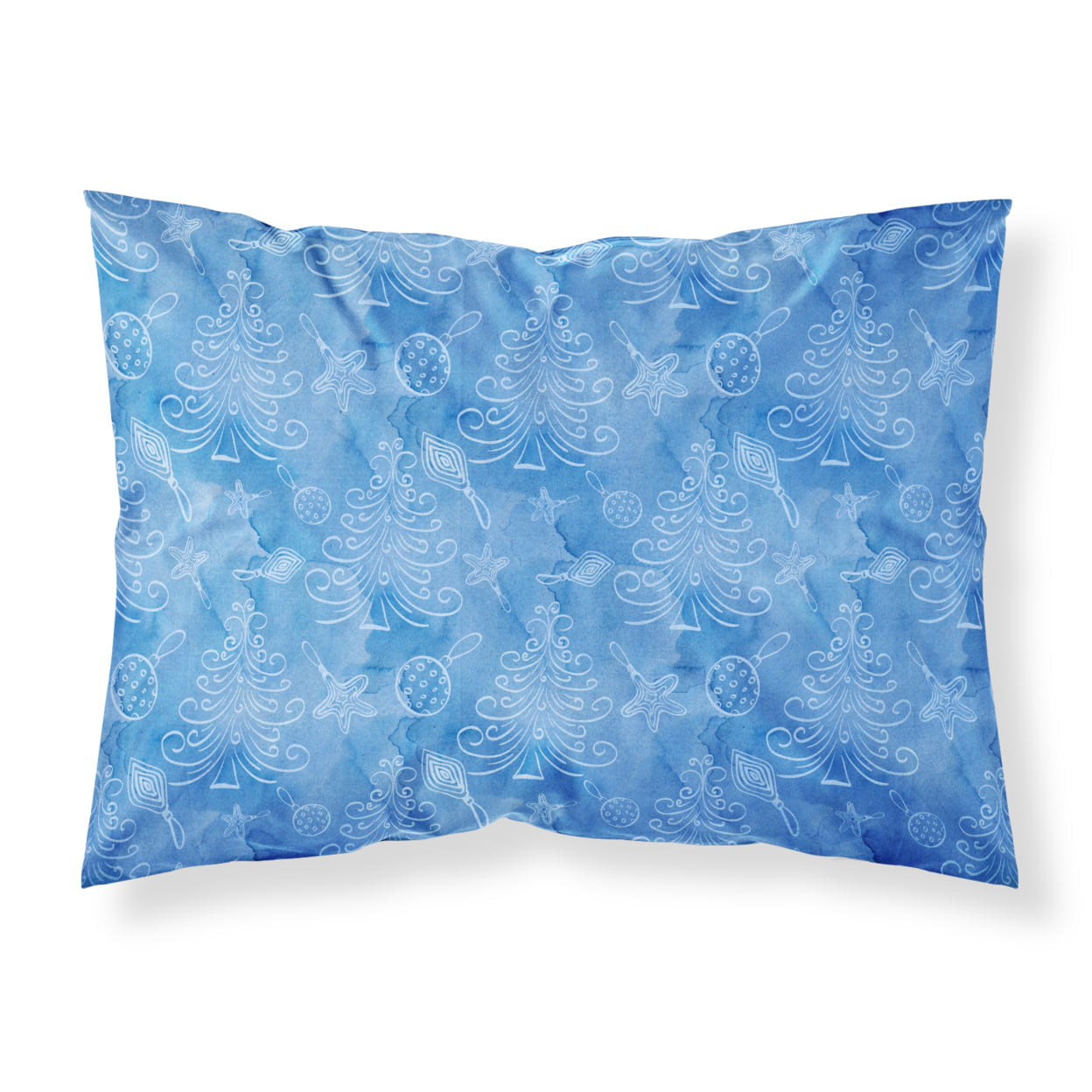 Watercolor Christmas Trees & Ornaments Fabric Standard Pillowcase