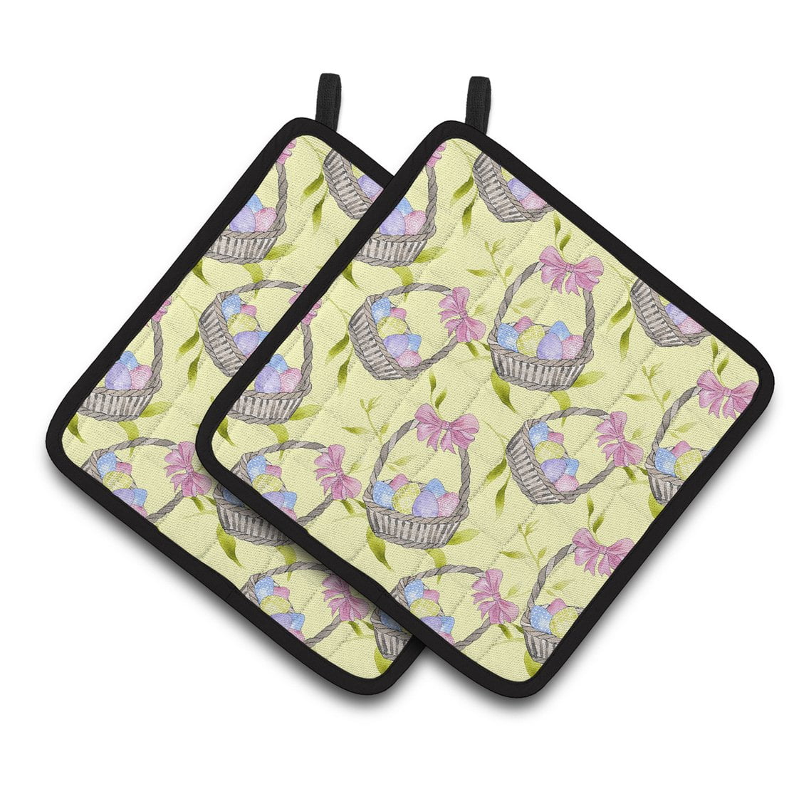 Easter Basket & Eggs Pair of Pot Holders
