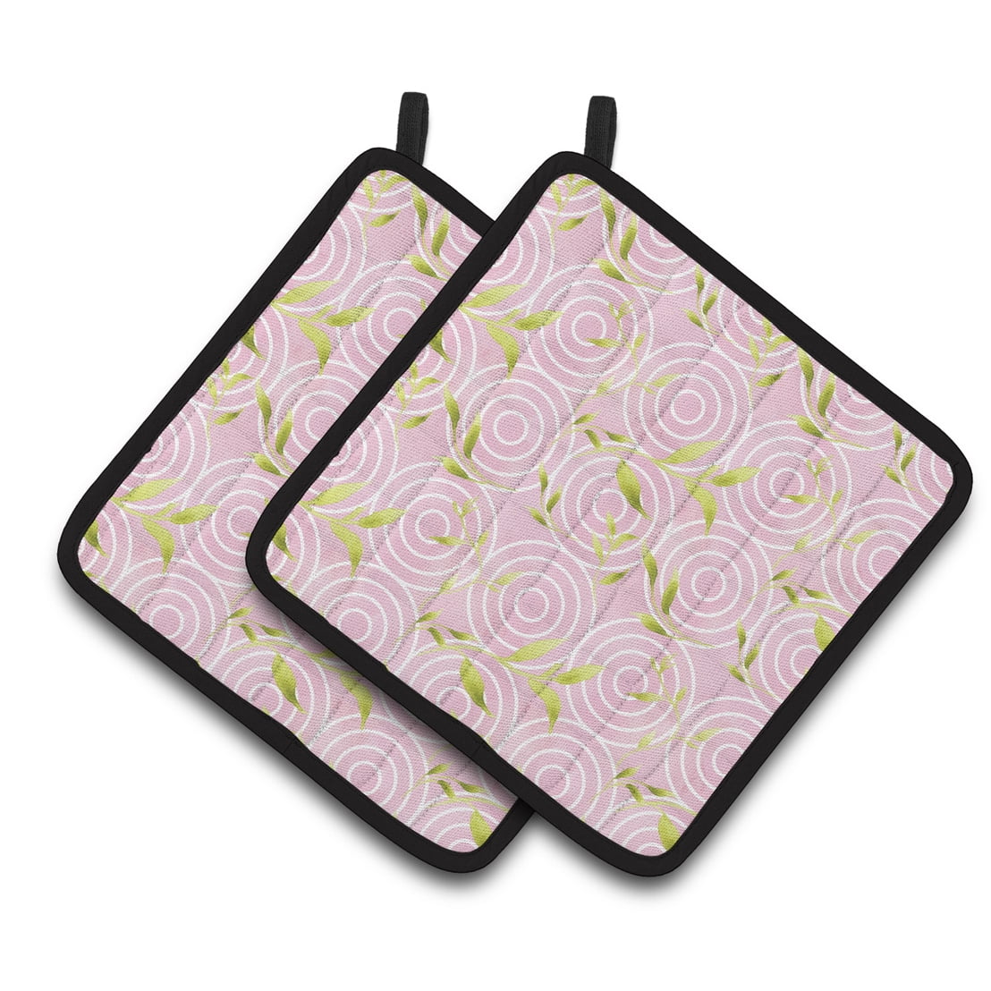 BB7492PTHD Gemoetric Circles on Pink Watercolor Pair of Pot Holders