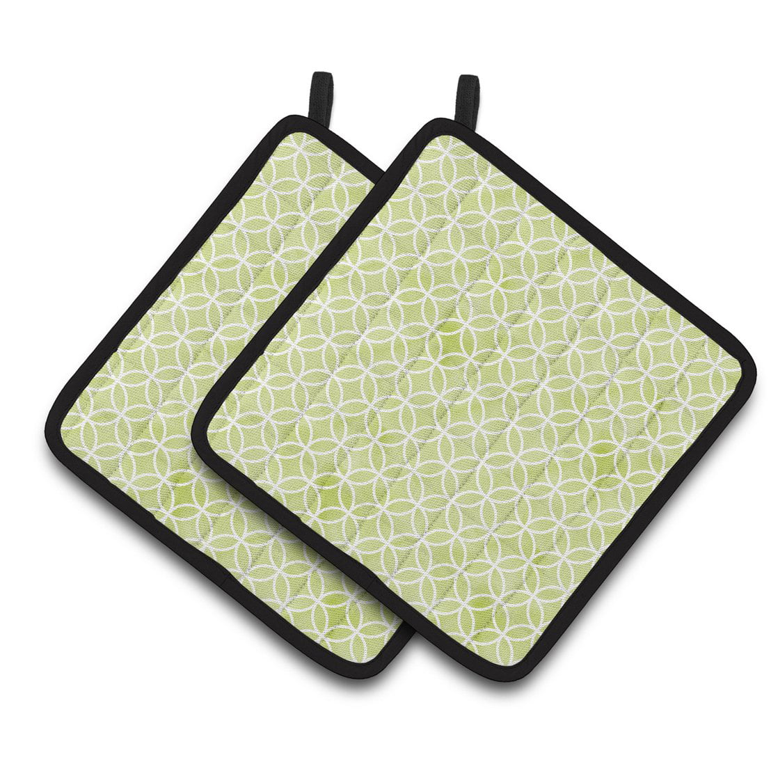 BB7493PTHD Gemoetric Circles on Green Watercolor Pair of Pot Holders