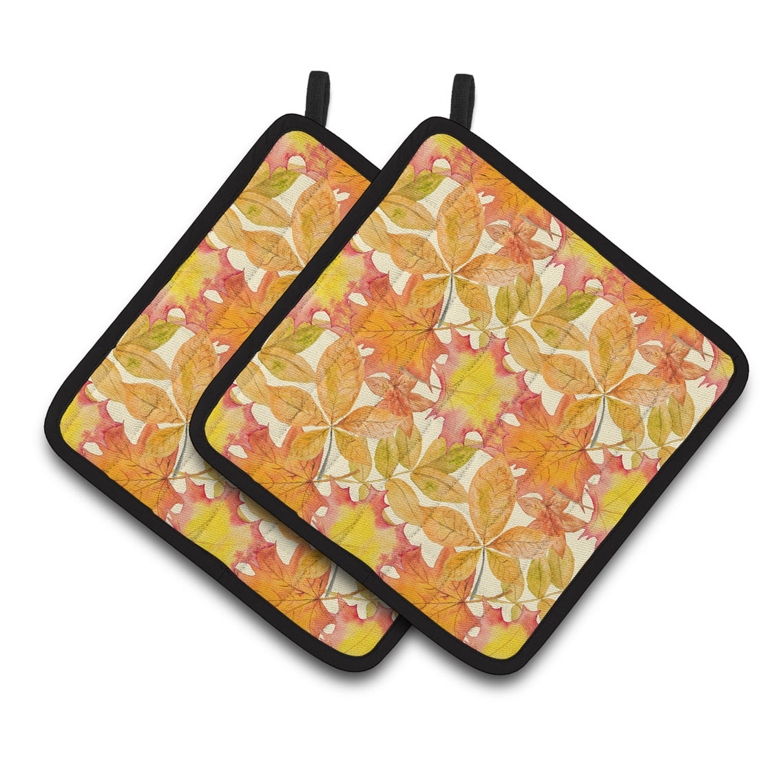 Fall Leaves Watercolor Pair of Pot Holders