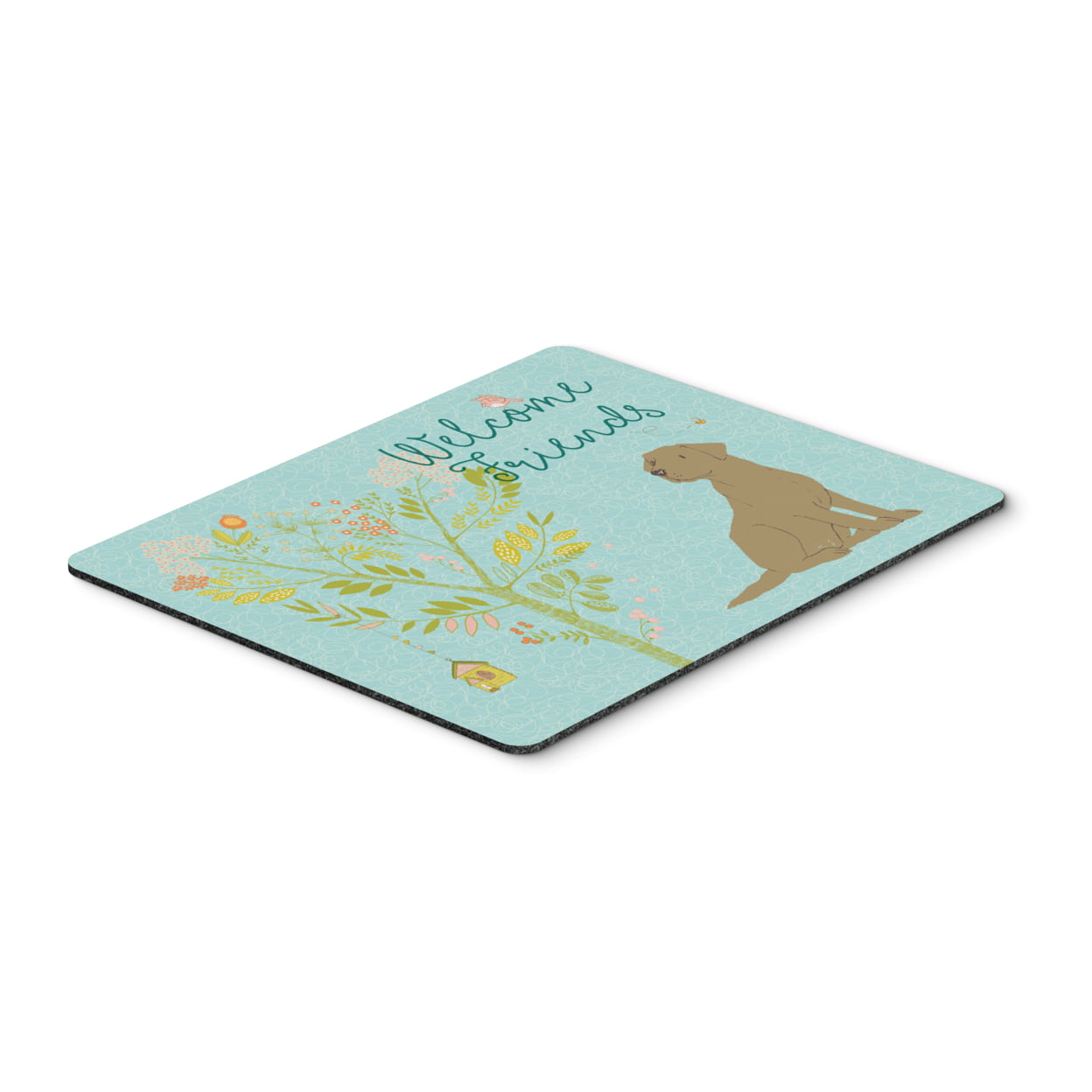 BB7597MP Welcome Friends Chocolate Labrador Retriever Mouse Pad, Hot Pad or Trivet