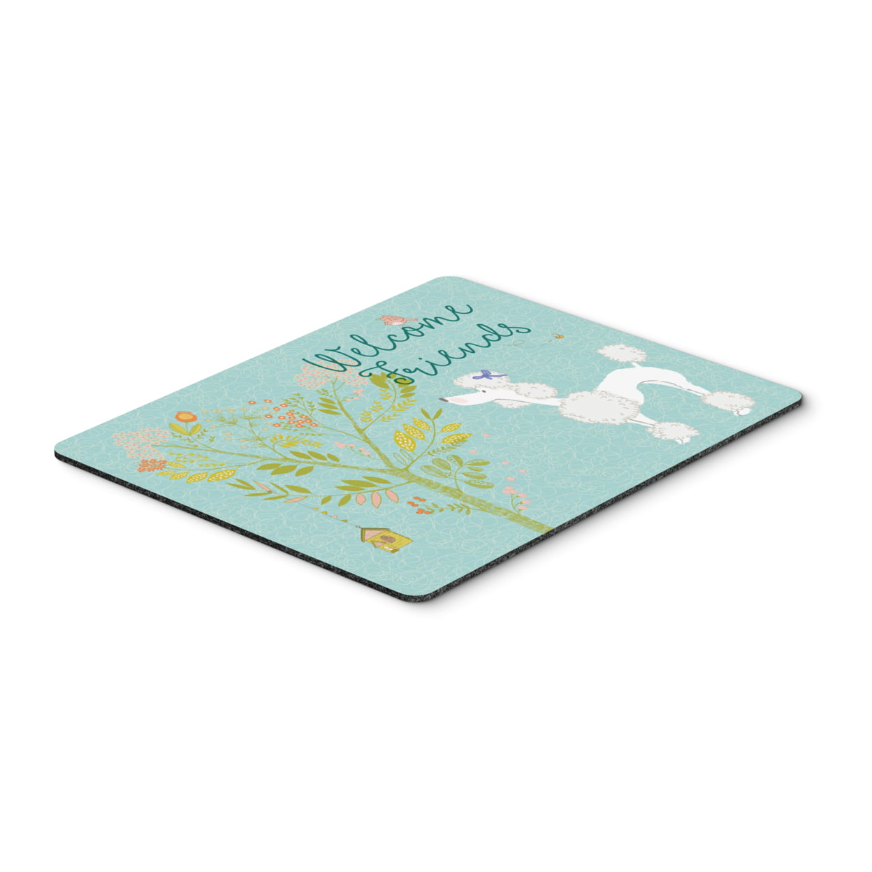 BB7614MP Welcome Friends White Poodle Mouse Pad, Hot Pad or Trivet