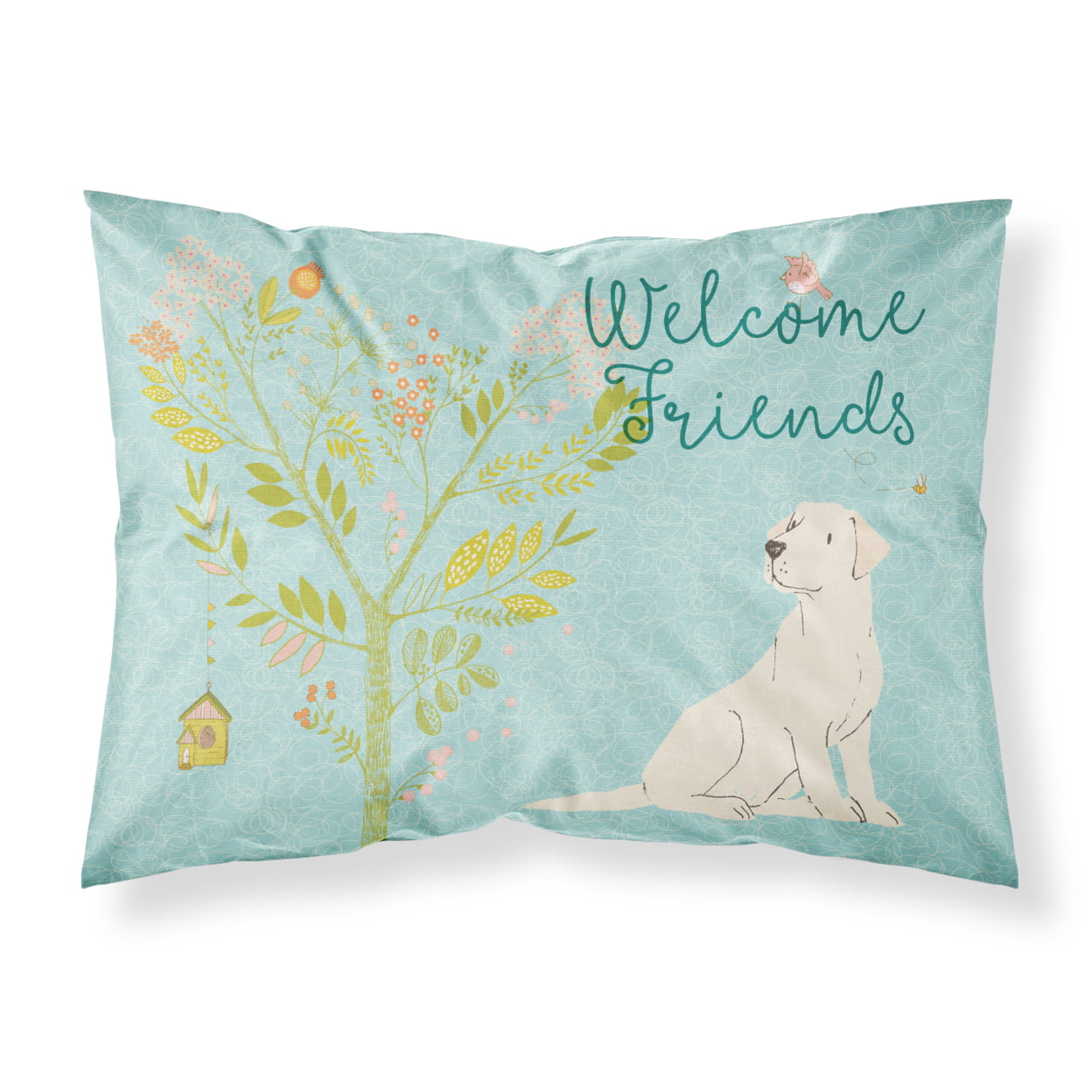 BB7596PILLOWCASE Welcome Friends Yellow Labrador Retriever Fabric Standard Pillowcase