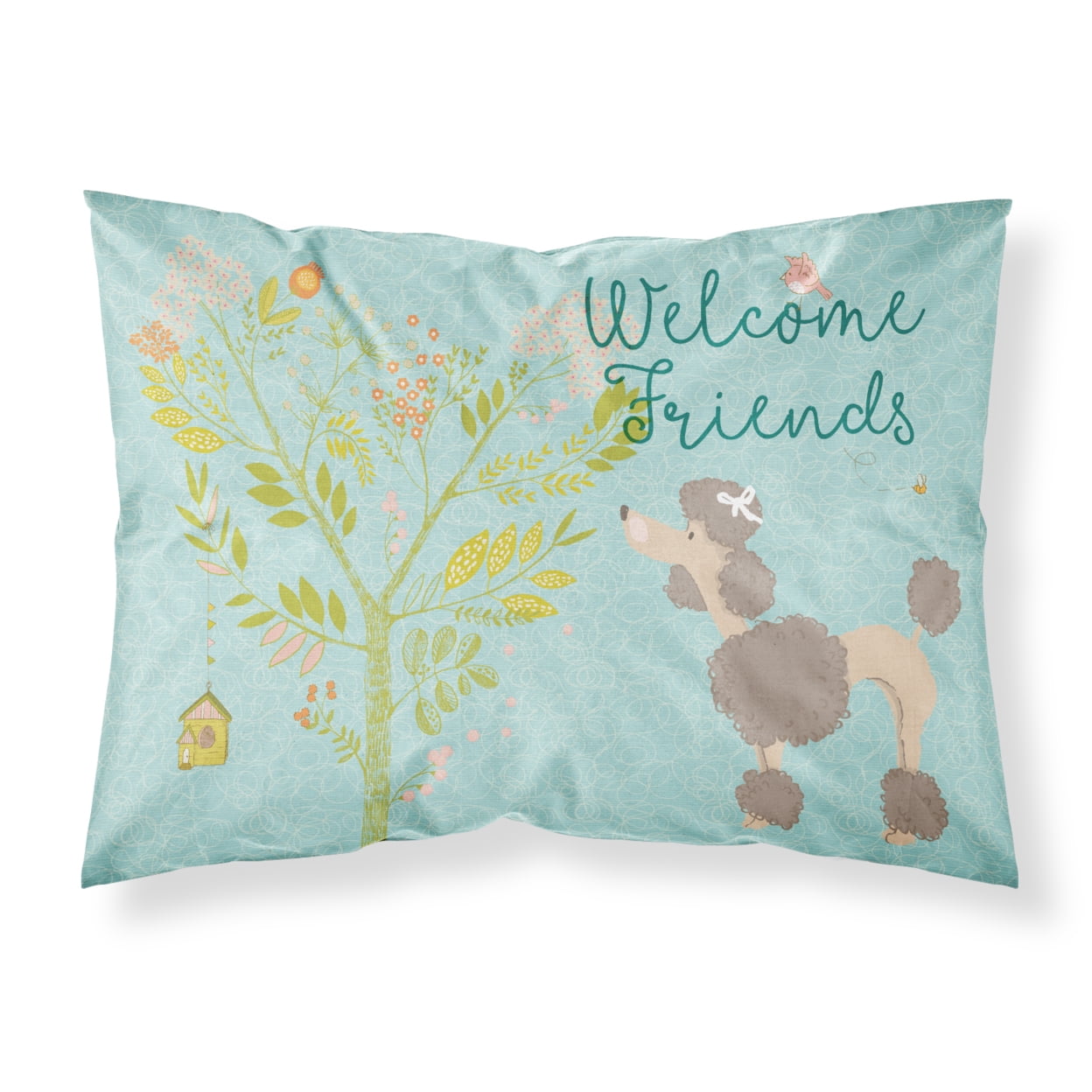 BB7612PILLOWCASE Welcome Friends Chocolate Poodle Fabric Standard Pillowcase