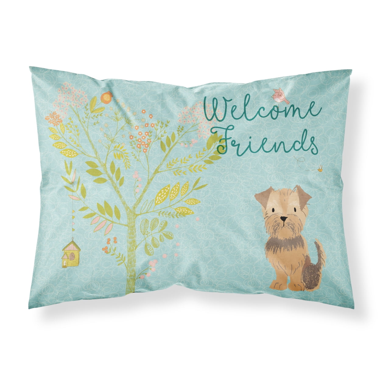 Welcome Friends Yorkie Natural Ears Fabric Standard Pillowcase