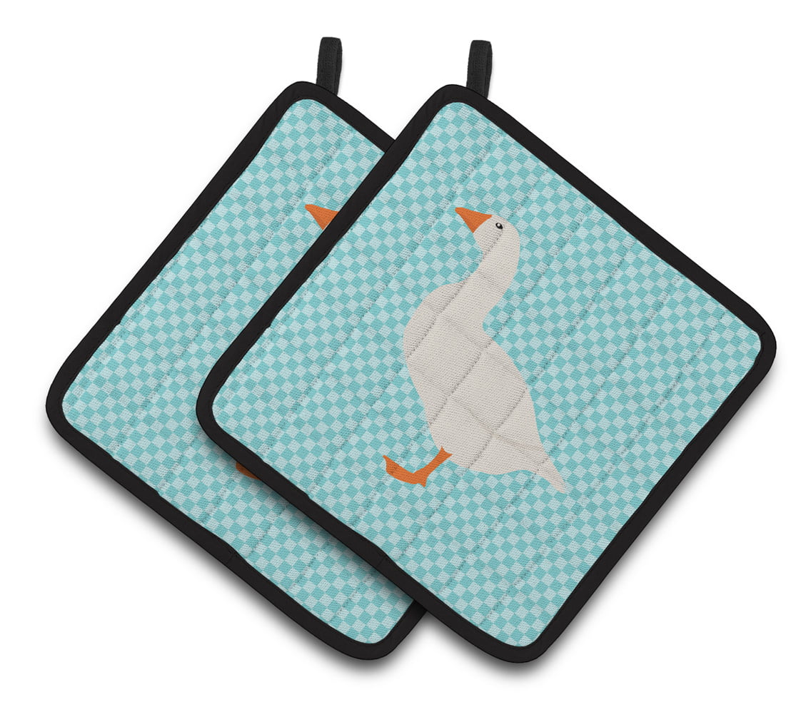 BB8074PTHD Shire Horse Blue Check Pair of Pot Holders