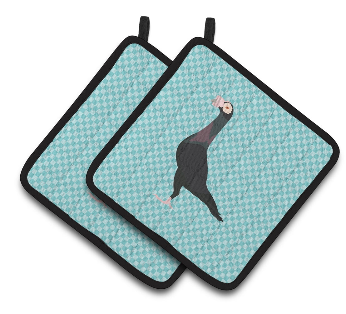 BB8119PTHD English Carrier Pigeon Blue Check Pair of Pot Holders
