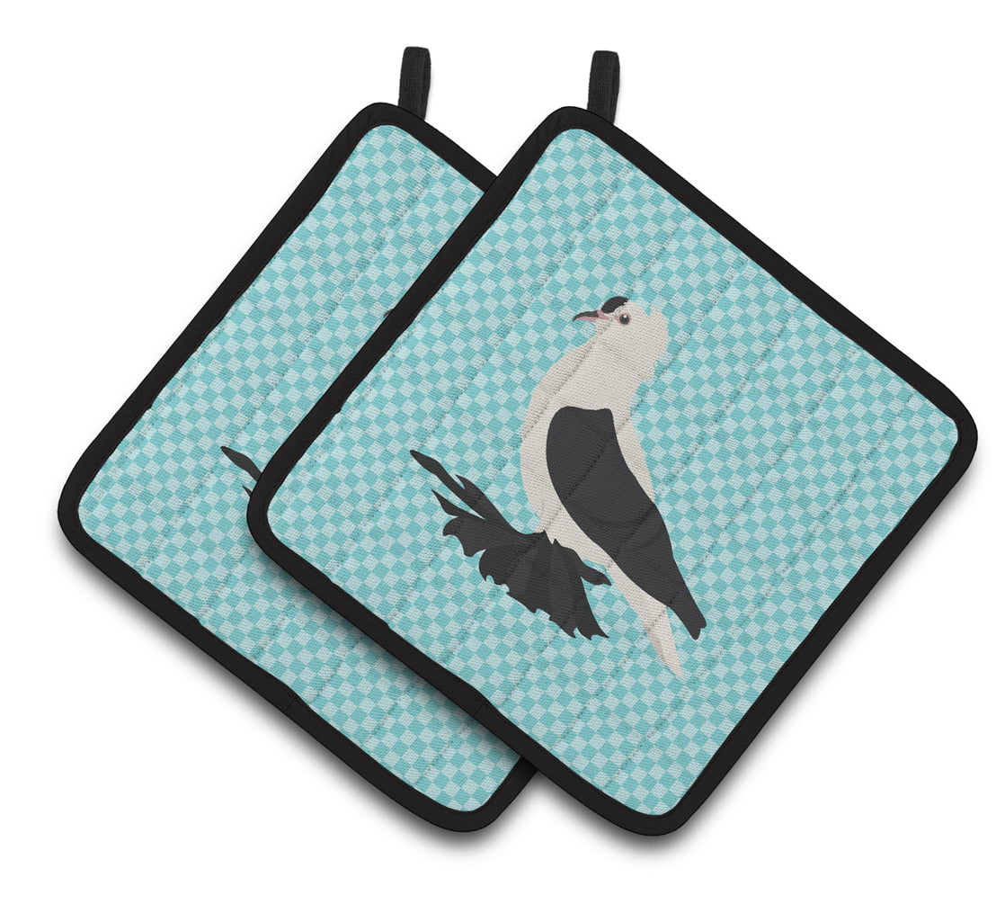 BB8120PTHD Saxon Fairy Swallow Pigeon Blue Check Pair of Pot Holders