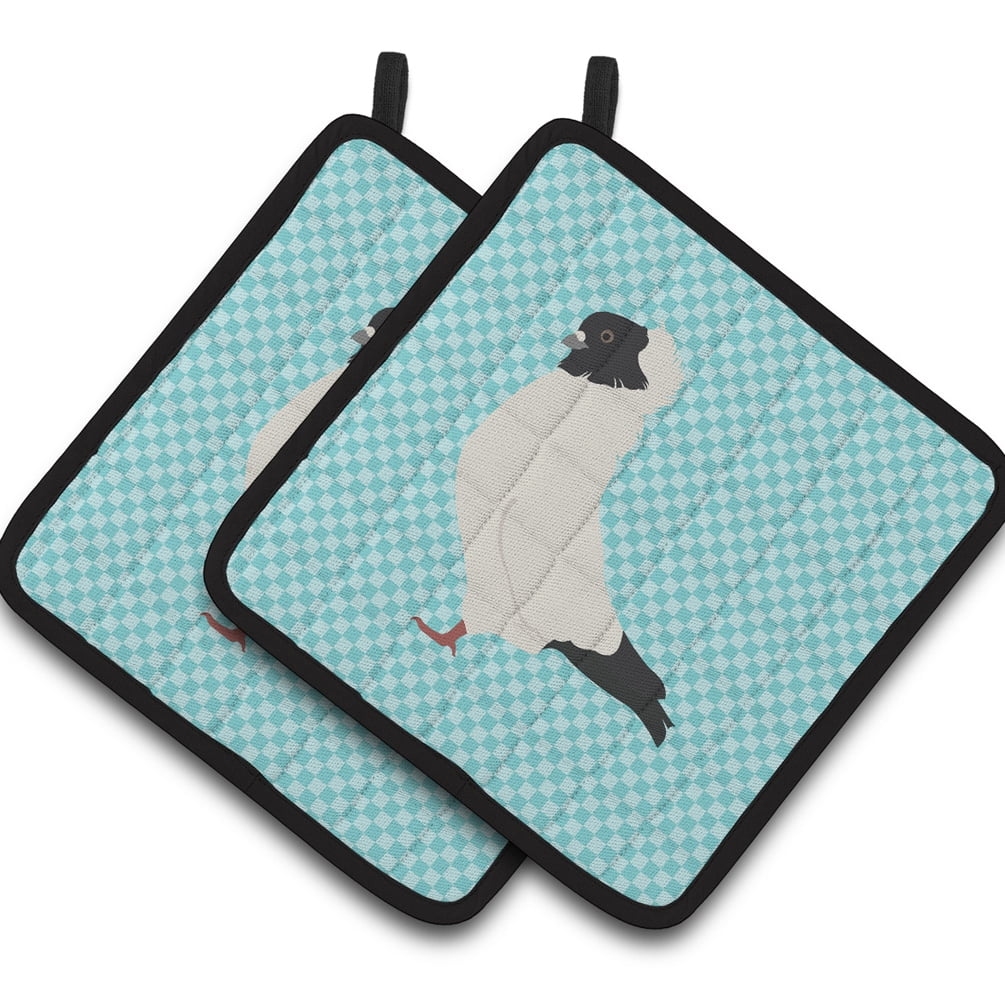 Nun Pigeon Blue Check Pair of Pot Holders - Blue
