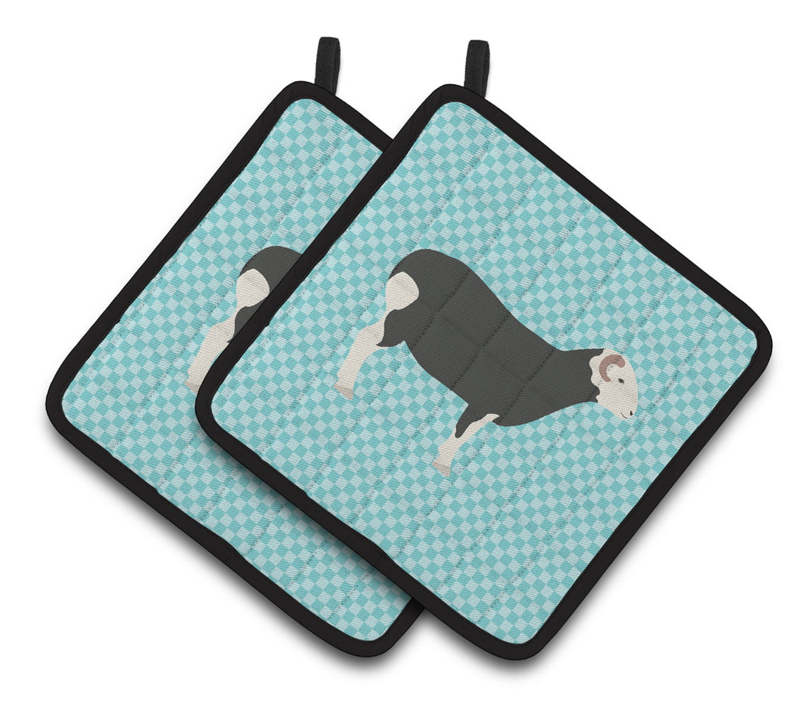 Herwick Sheep Blue Check Pair of Pot Holders