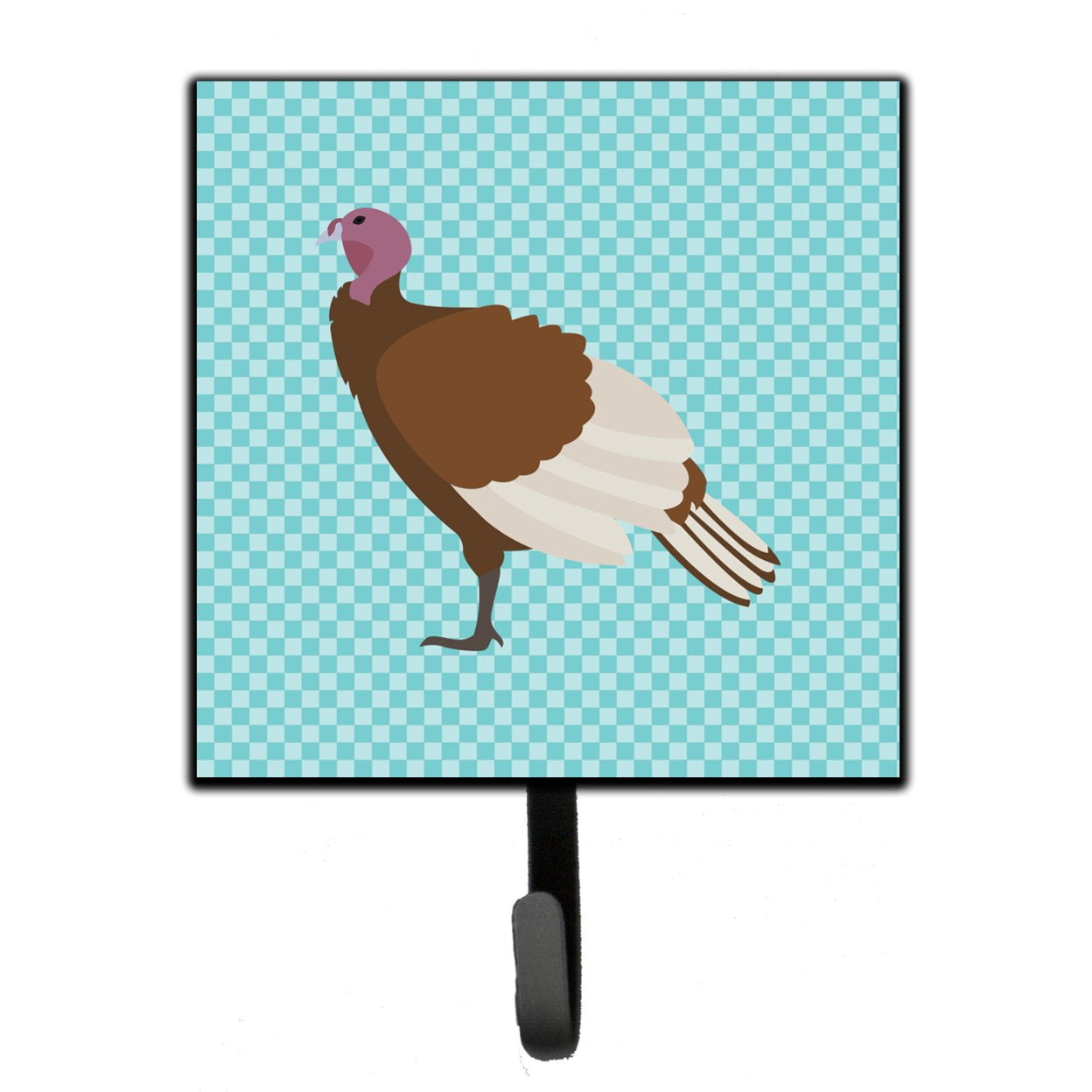 Bourbon Red Turkey Hen Blue Check Leash or Key Holder