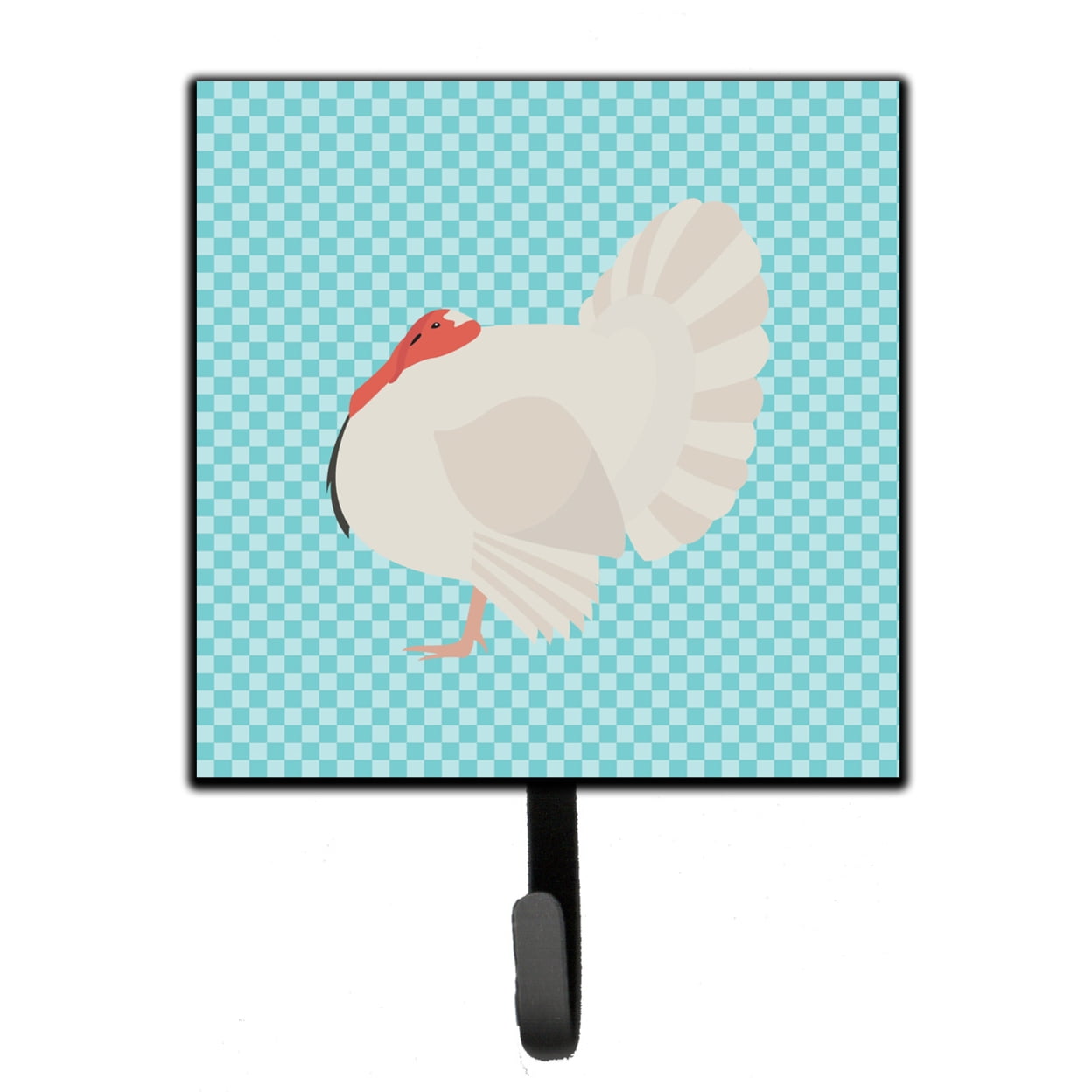 White Holland Turkey Blue Check Leash or Key Holder