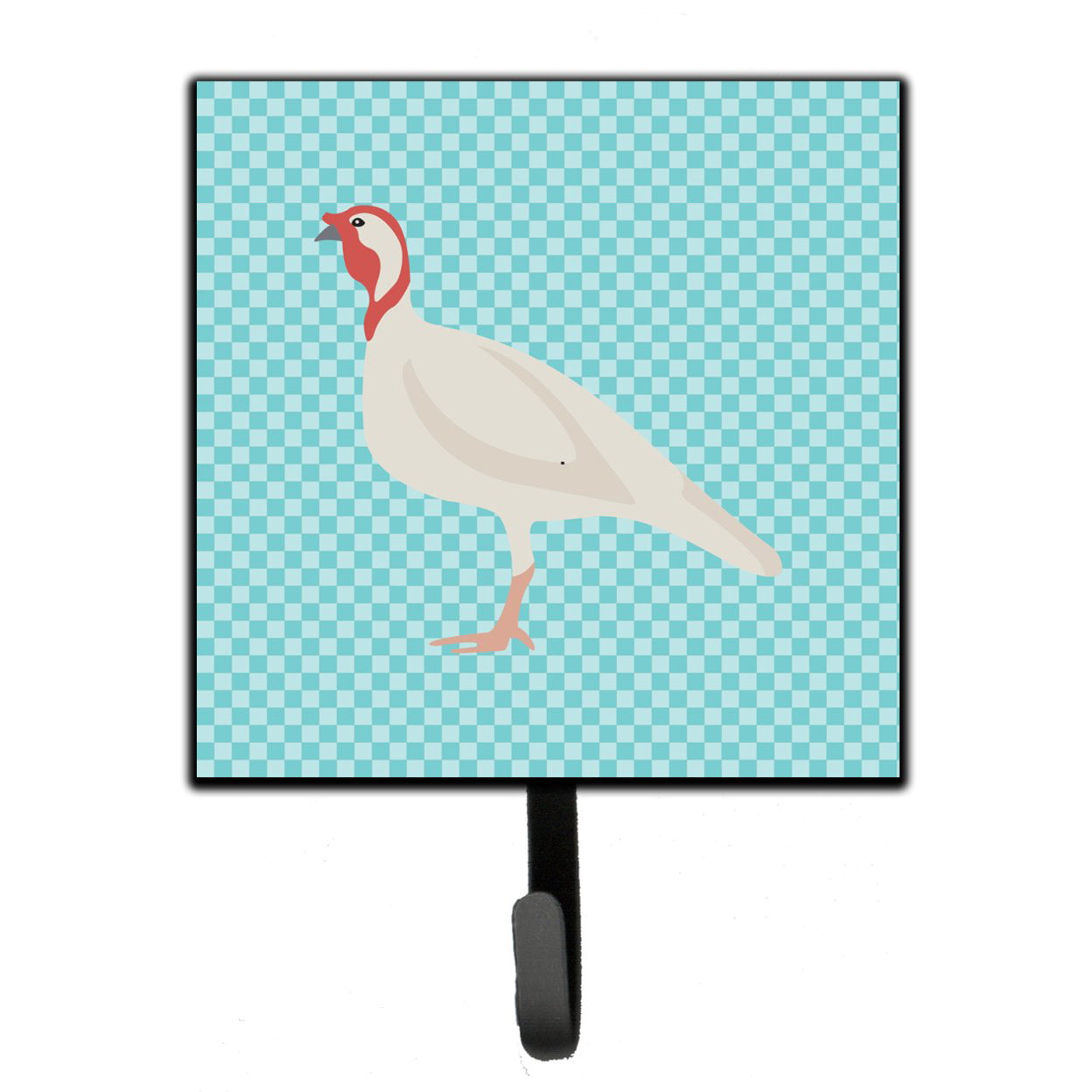 Beltsville Small White Turkey Hen Blue Check Leash or Key Holder