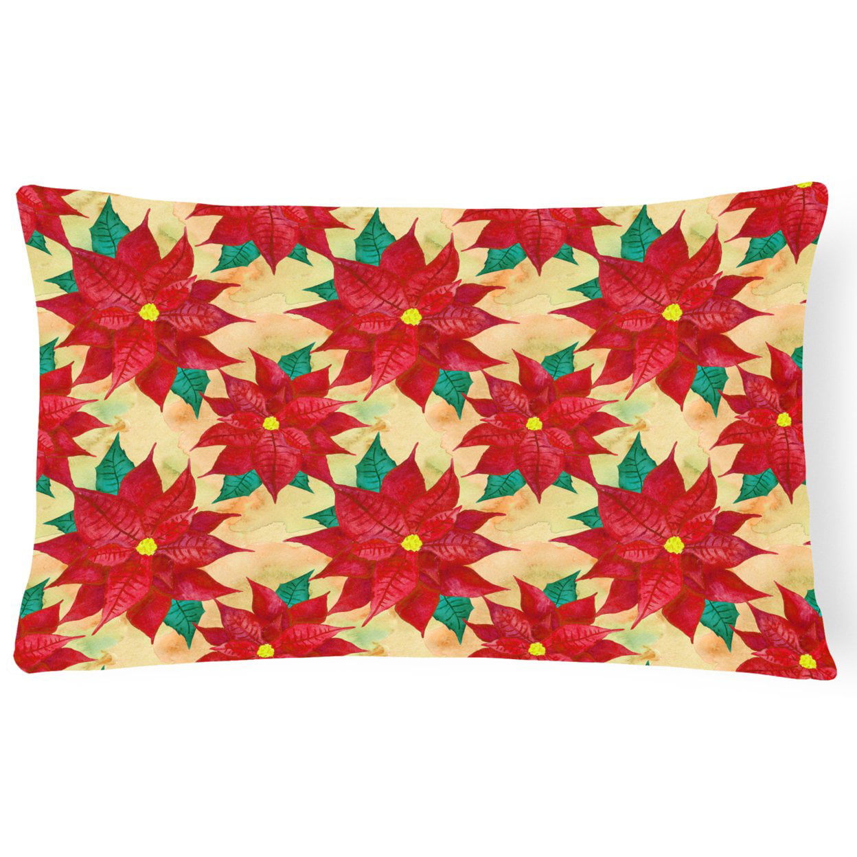Picture of Carolines Treasures BB7485PW1216 Poinsetta Christmas Canvas Fabric Decorative Pillow, 12 x 16 in.