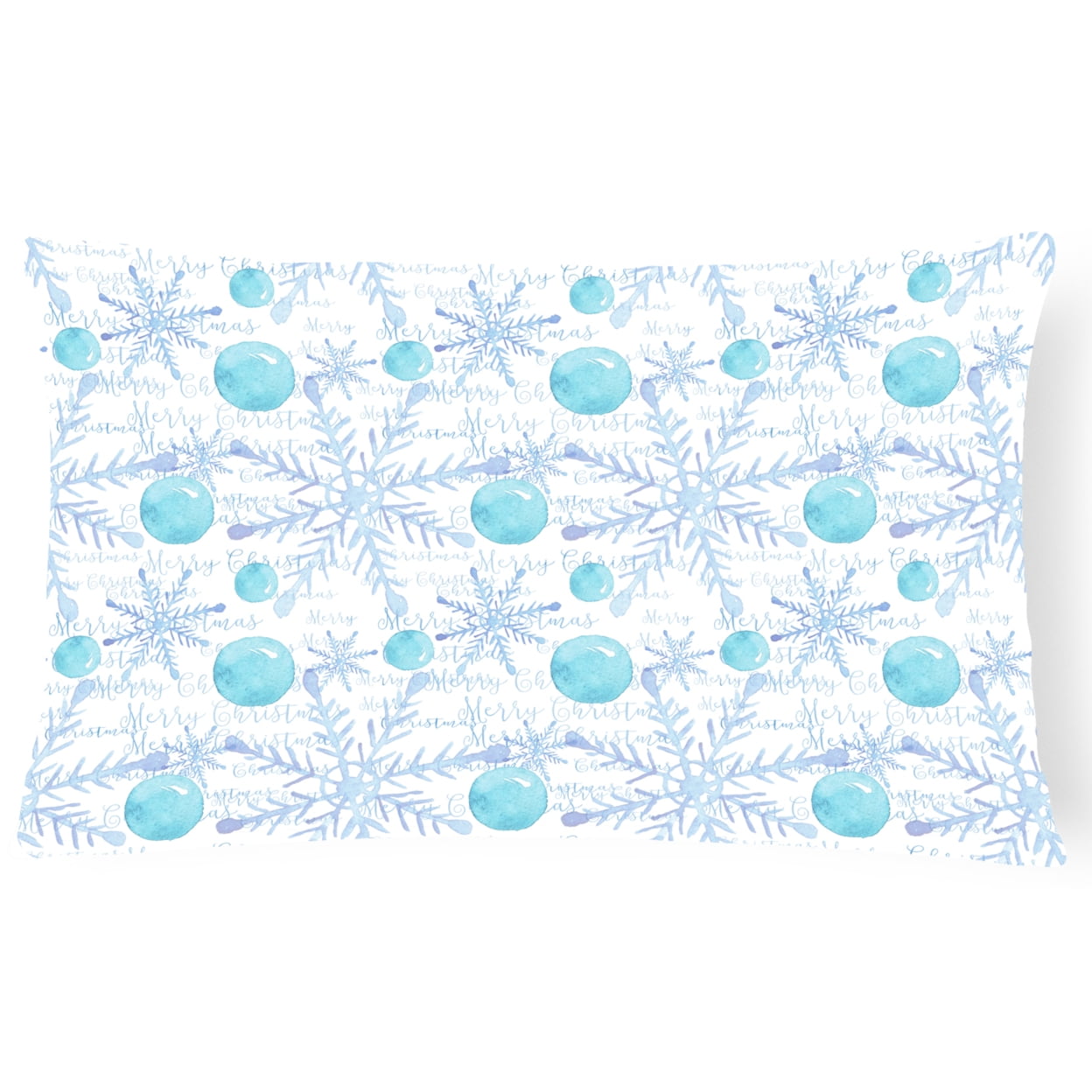Winter Snowflakes on White Canvas Fabric Decorative Pillow - 12 x 16 in.